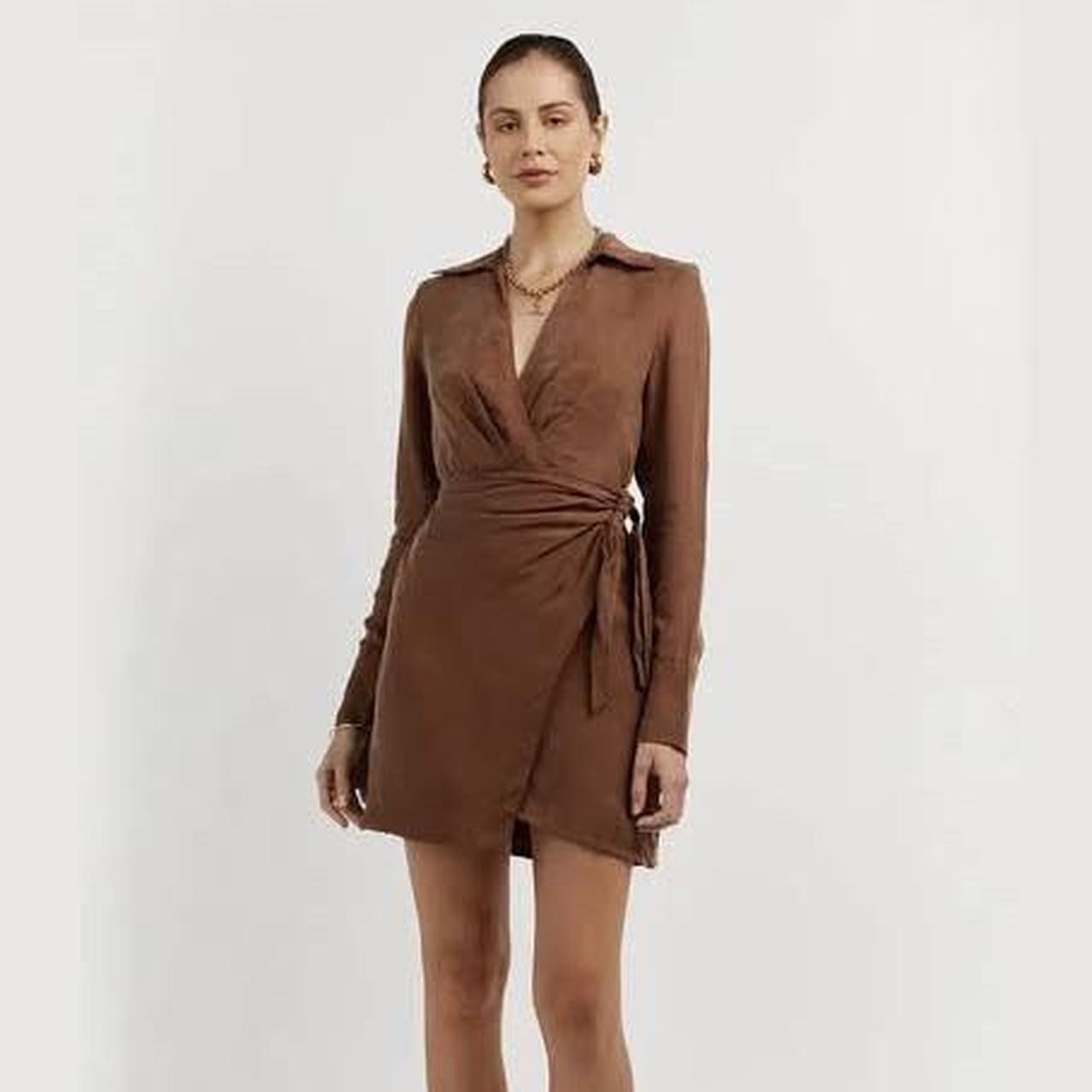 Dissh Sasha Tan Wrap Dress Never worn, just needs... - Depop