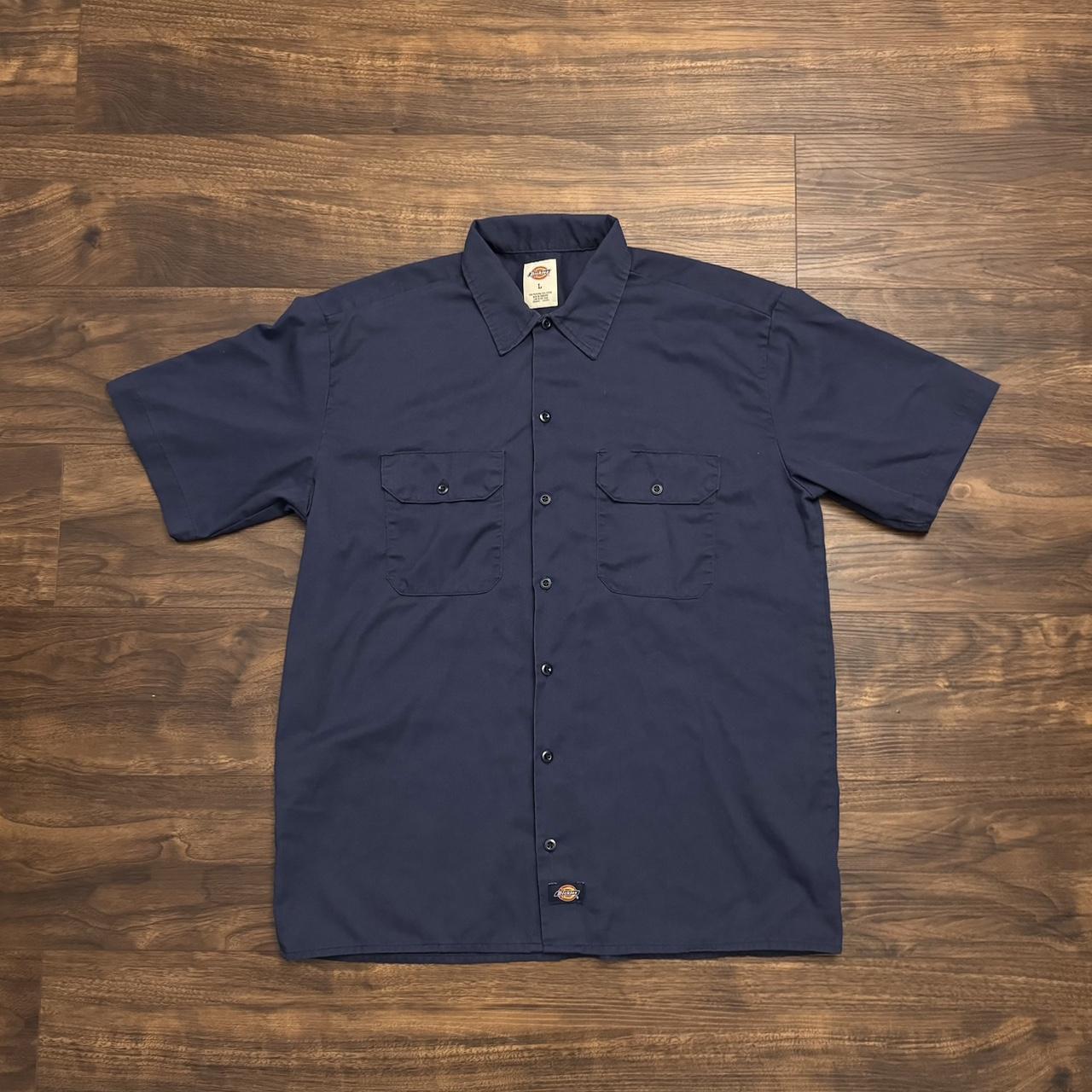 navy dickies work shirt size L some wear but little... - Depop