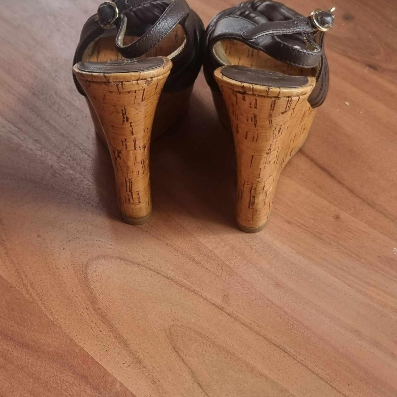 JLo Brown wedge with cork heel. Great condition... Depop