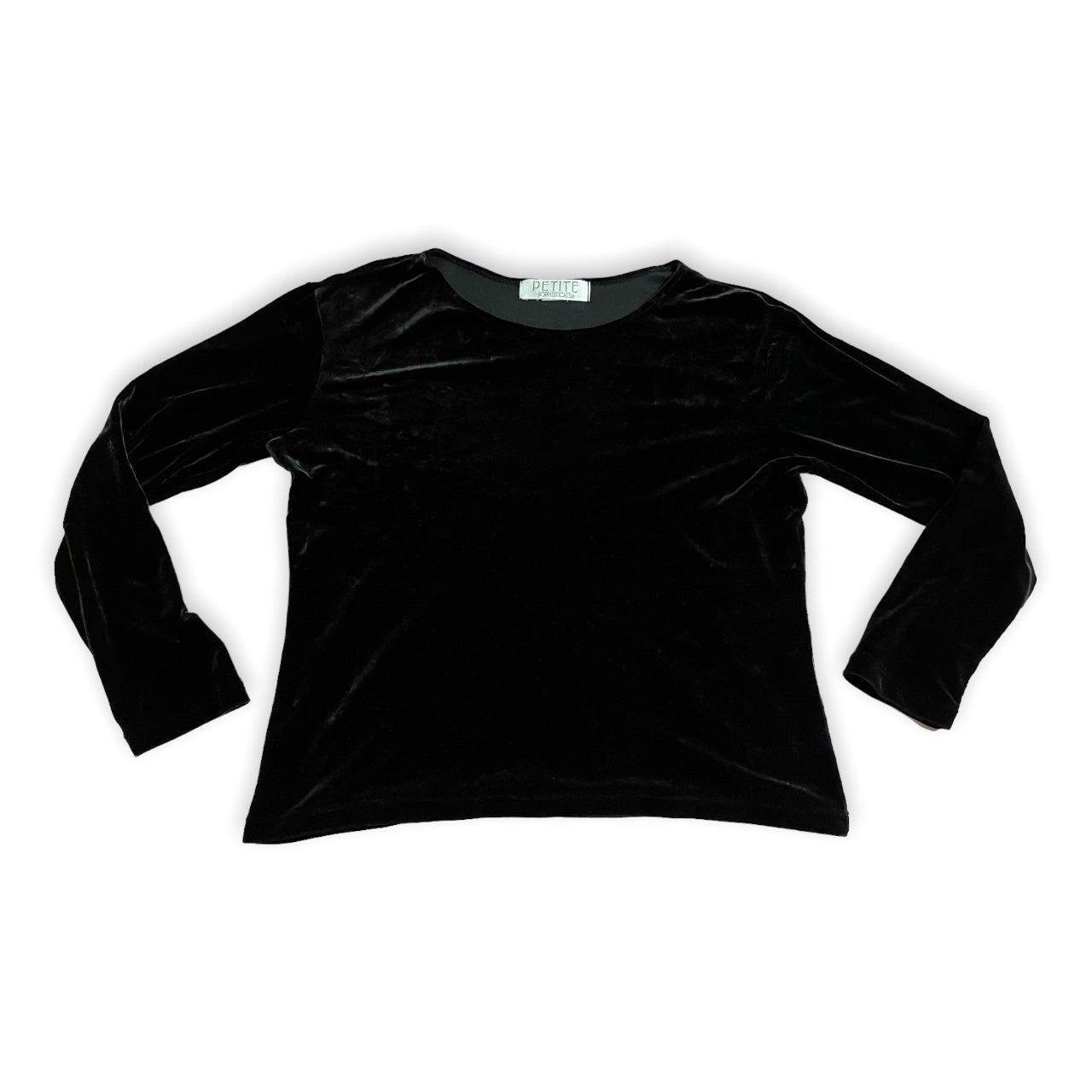 Black velvet long sleeve 90s top Super super soft... - Depop