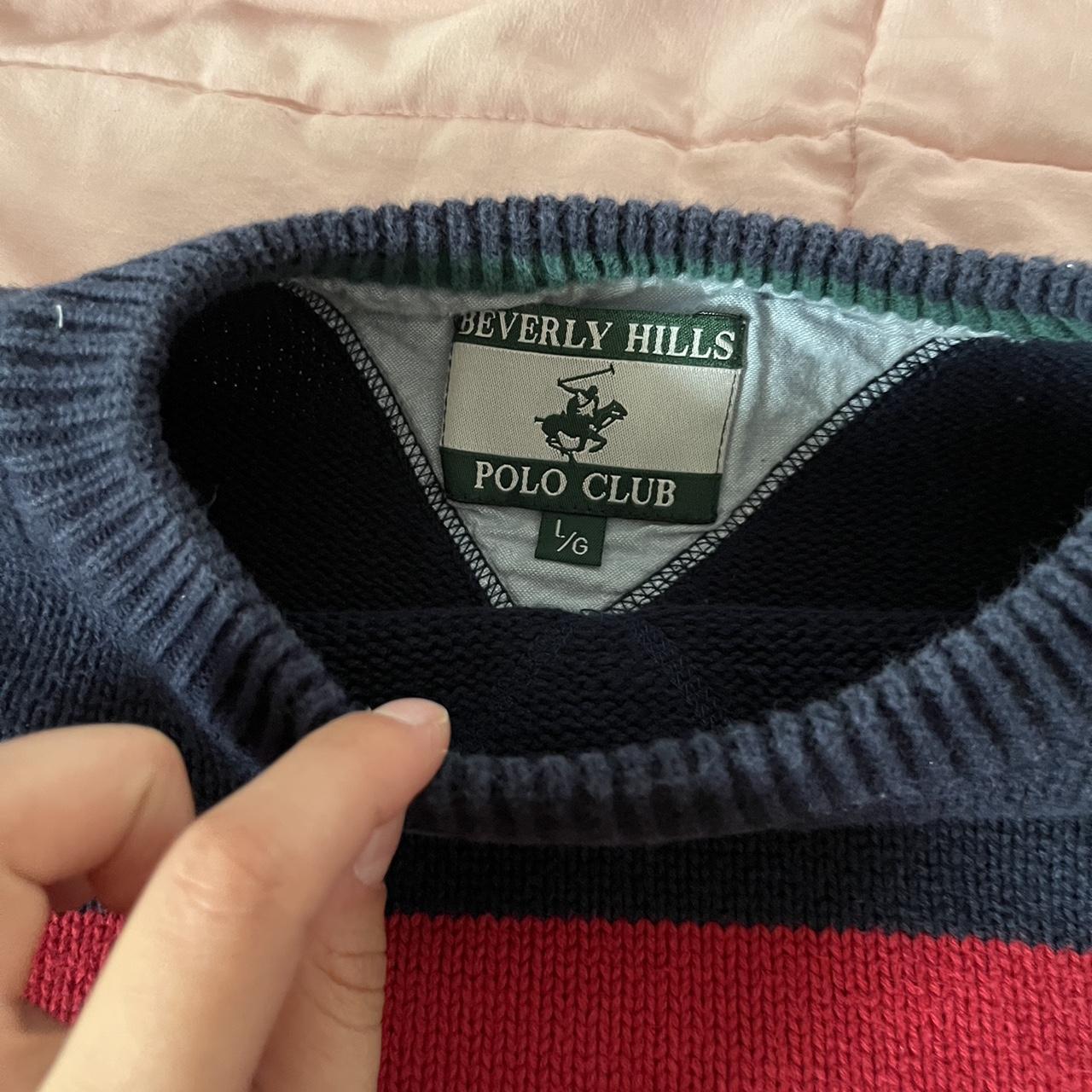 Vintage “Beverly hills polo club” striped oversized... - Depop