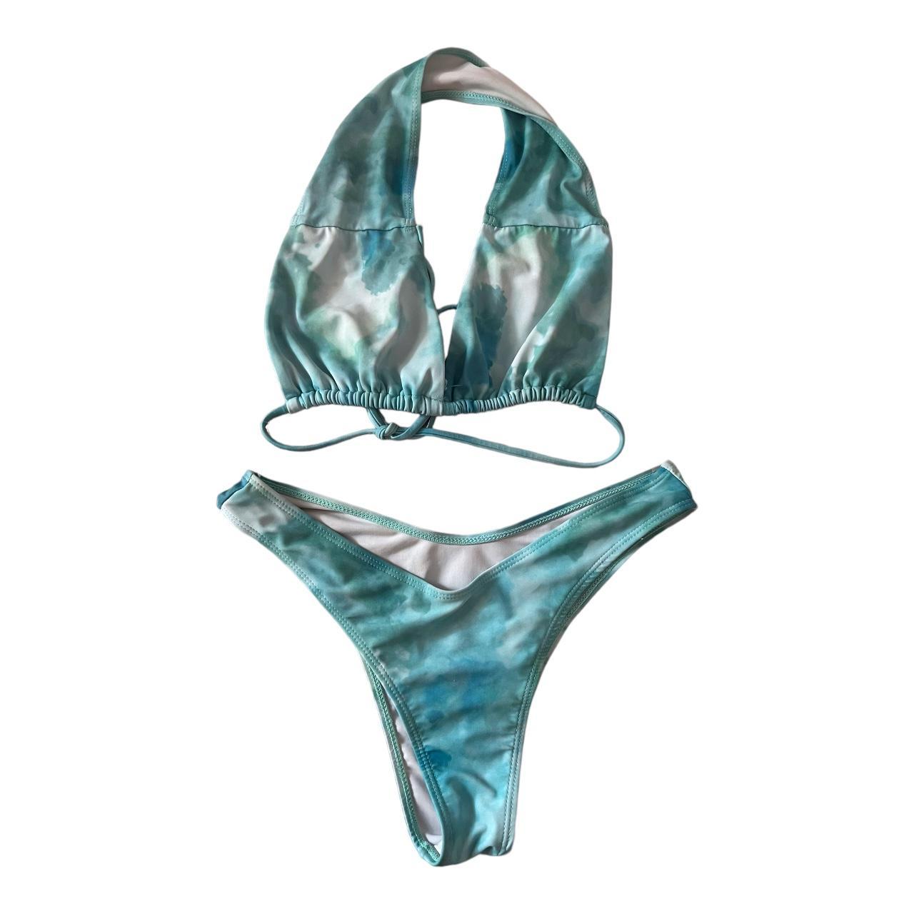 Cute blue tie dye bikini set In perfect condition... Depop