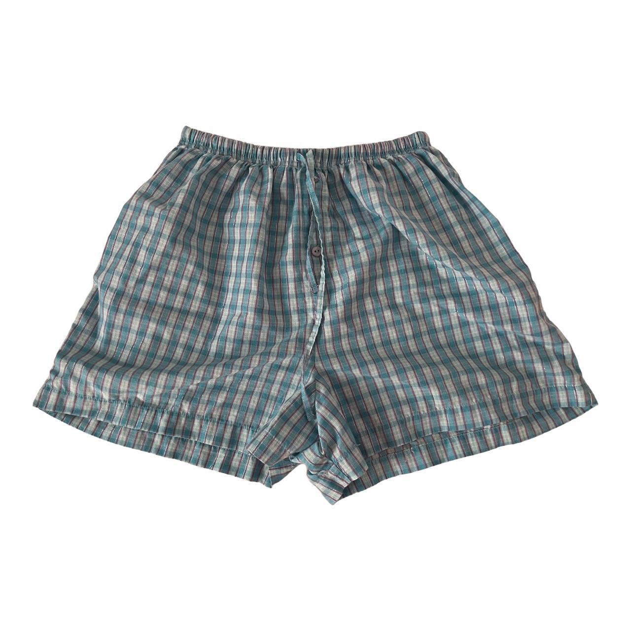 Fashion bug Blue plaid y2k flowy boxer shorts Super... Depop