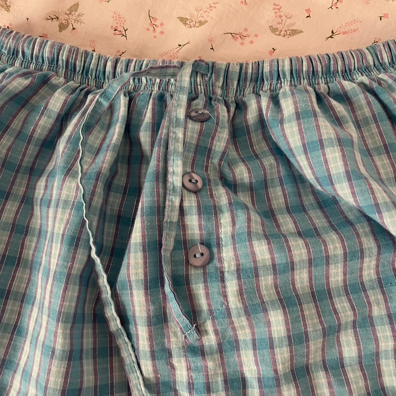 Fashion bug Blue plaid y2k flowy boxer shorts Super... Depop