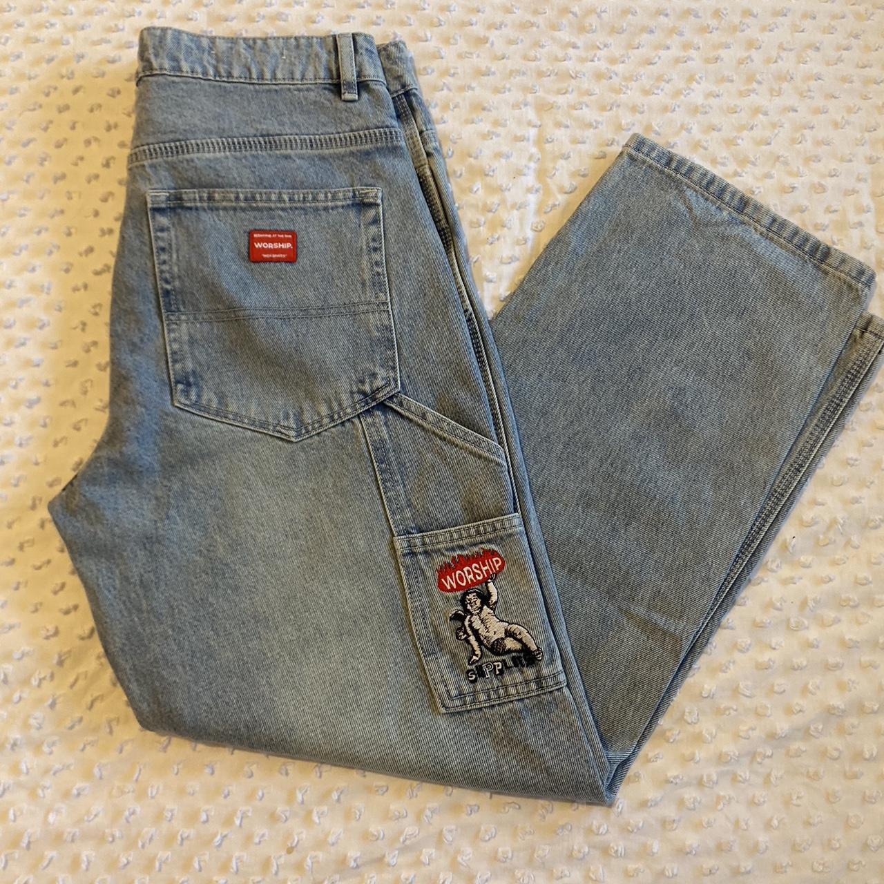 WORSHIP Carpenter Jean Worship Worn Blue Jeans have... - Depop