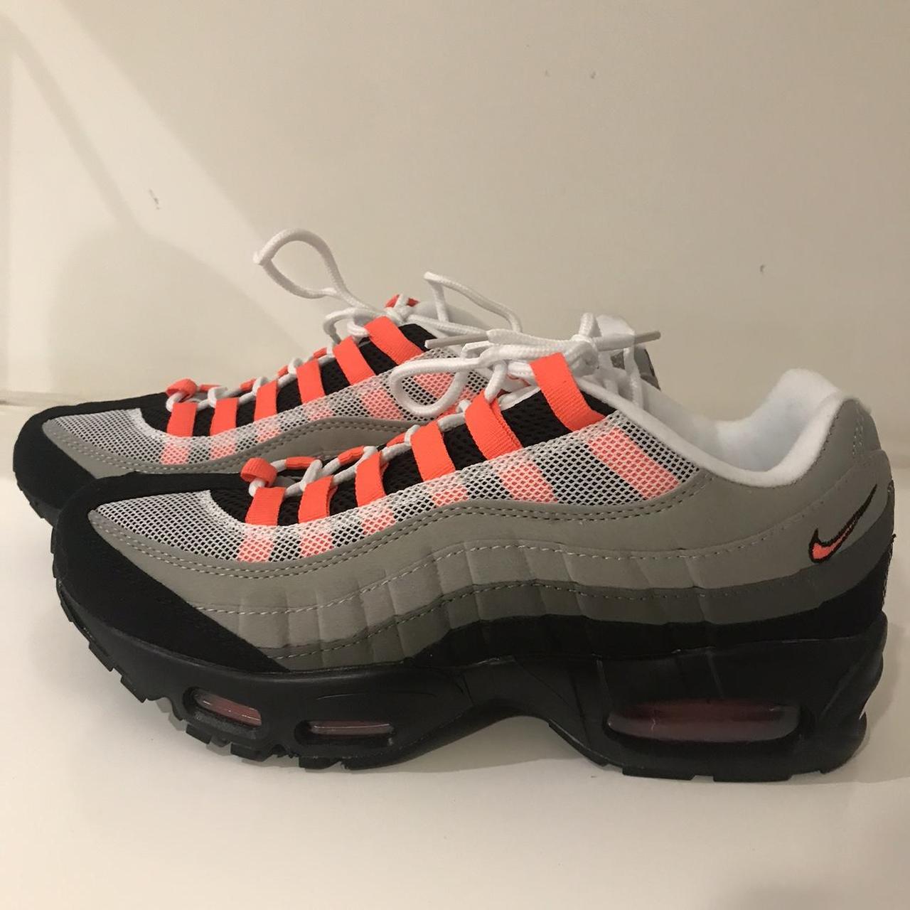 Nike Air Max 95s grey and red trainers Send. Depop