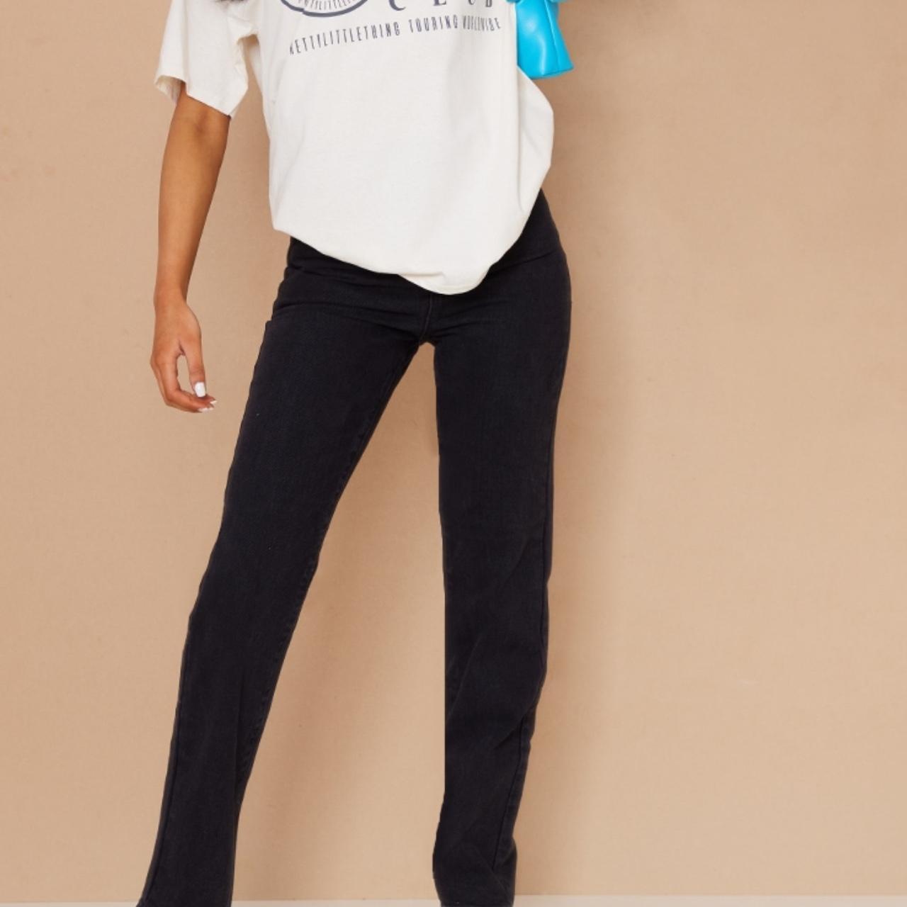 Prettylittlething Tall Black Straight Leg Jean