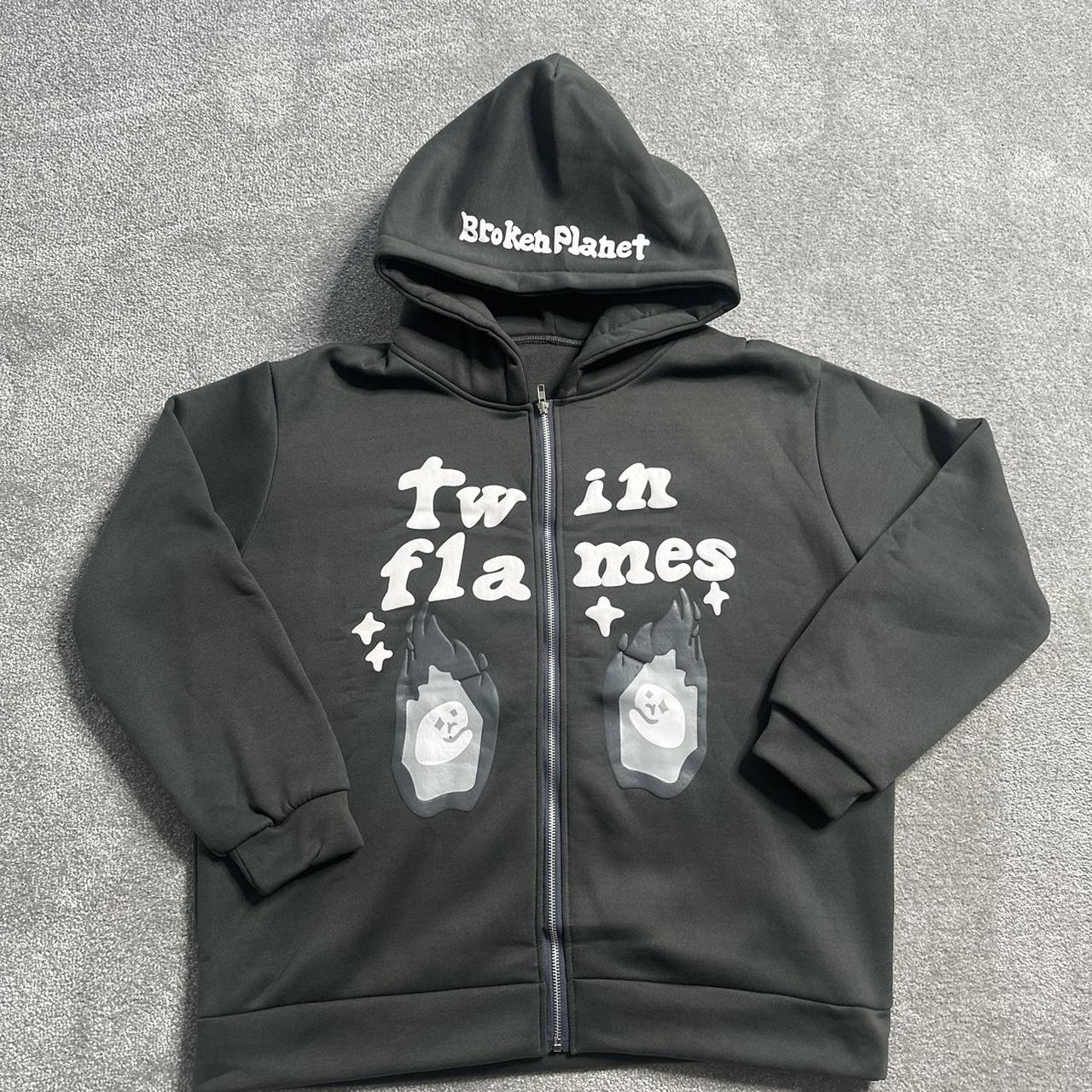 BROKEN PLANET HOODIE TWIN FLAMES 🥷🔥 SIZE LARGE UK