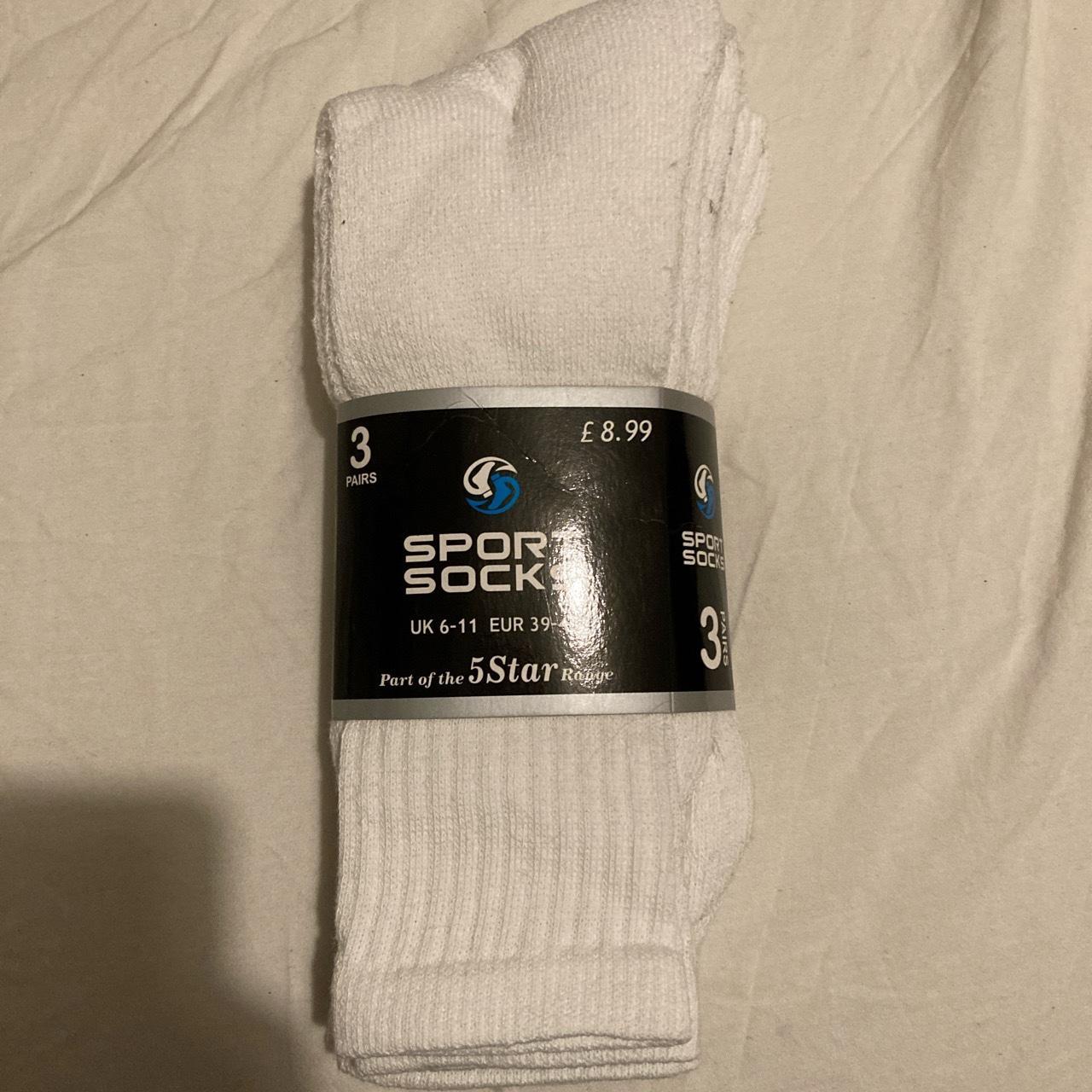 White sports socks 3 pack - size 6-11 rrp £8.99... - Depop