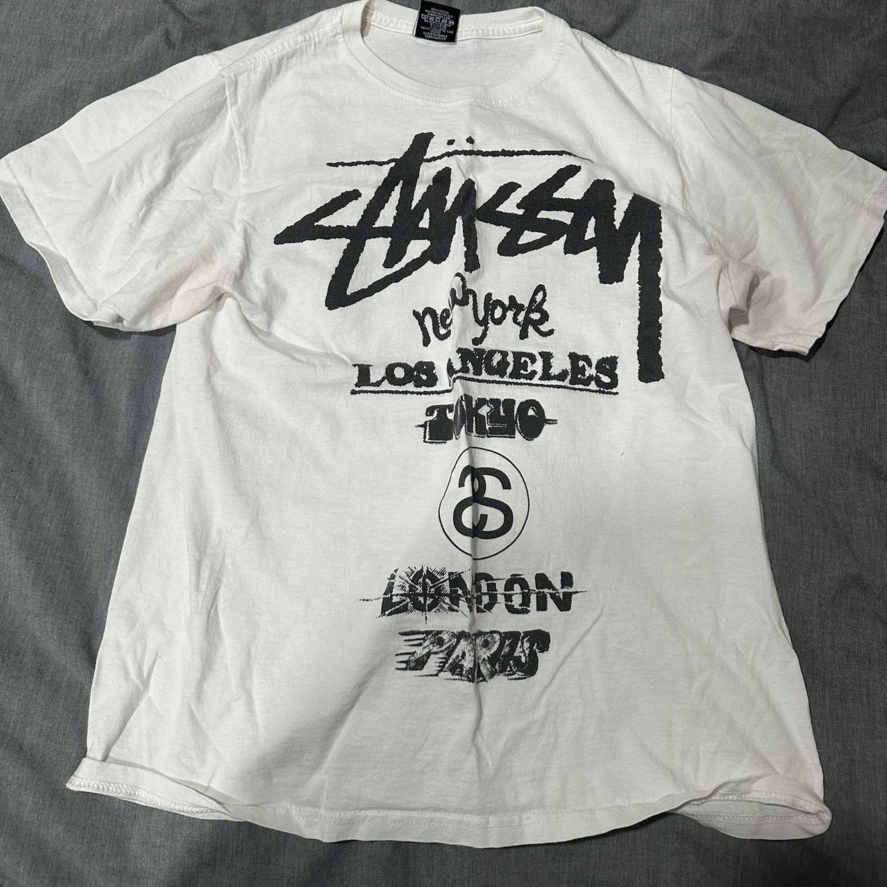 stussy white world tour shirt - Depop