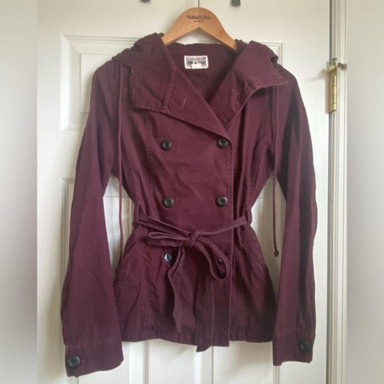 Converse One Star Plum Hooded Pea Coat. Size. Depop