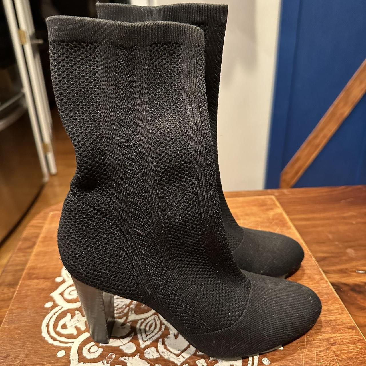 Charles David stretch fabric knit high heel mid calf