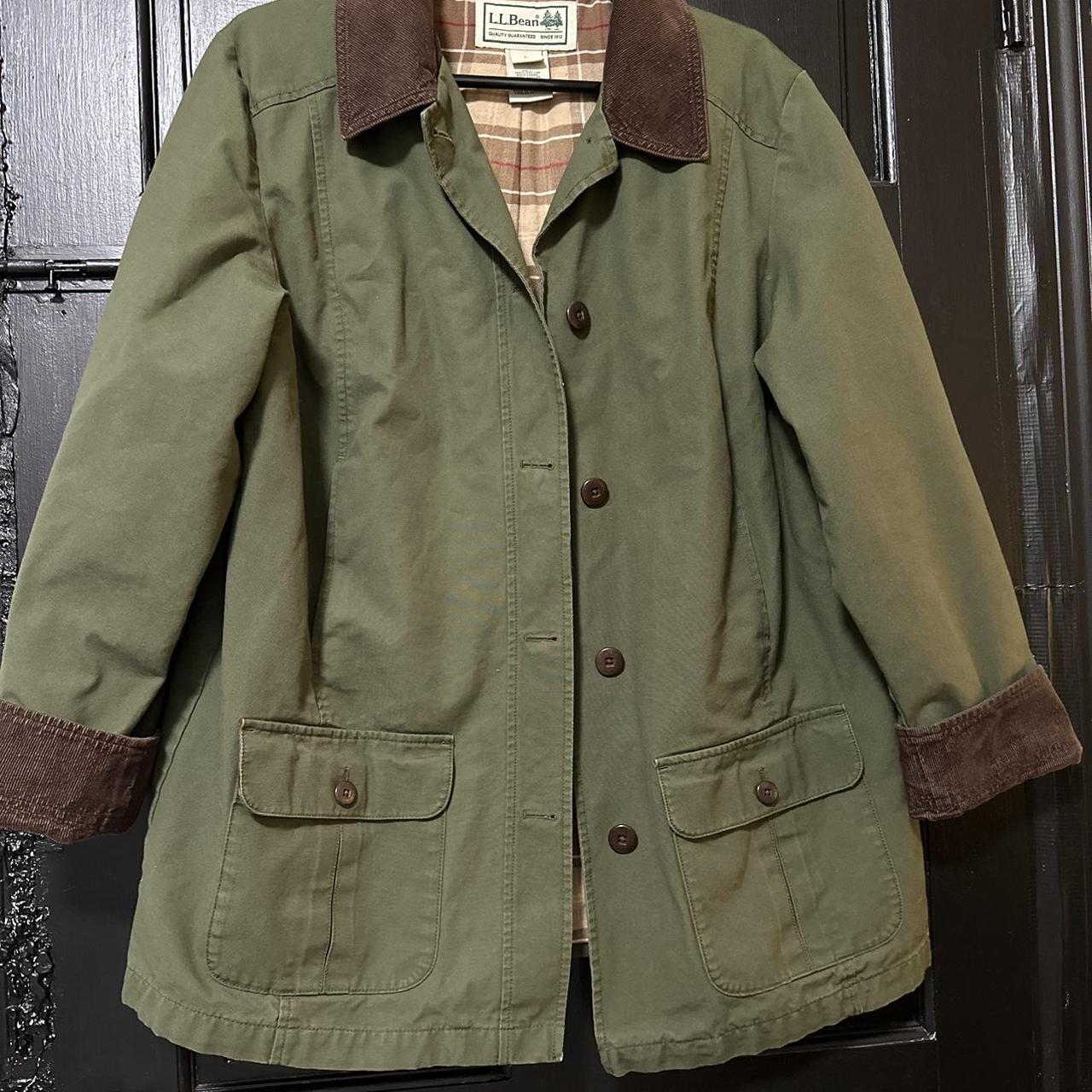 Women’s LL bean barn jacket in olive green. Worn... Depop