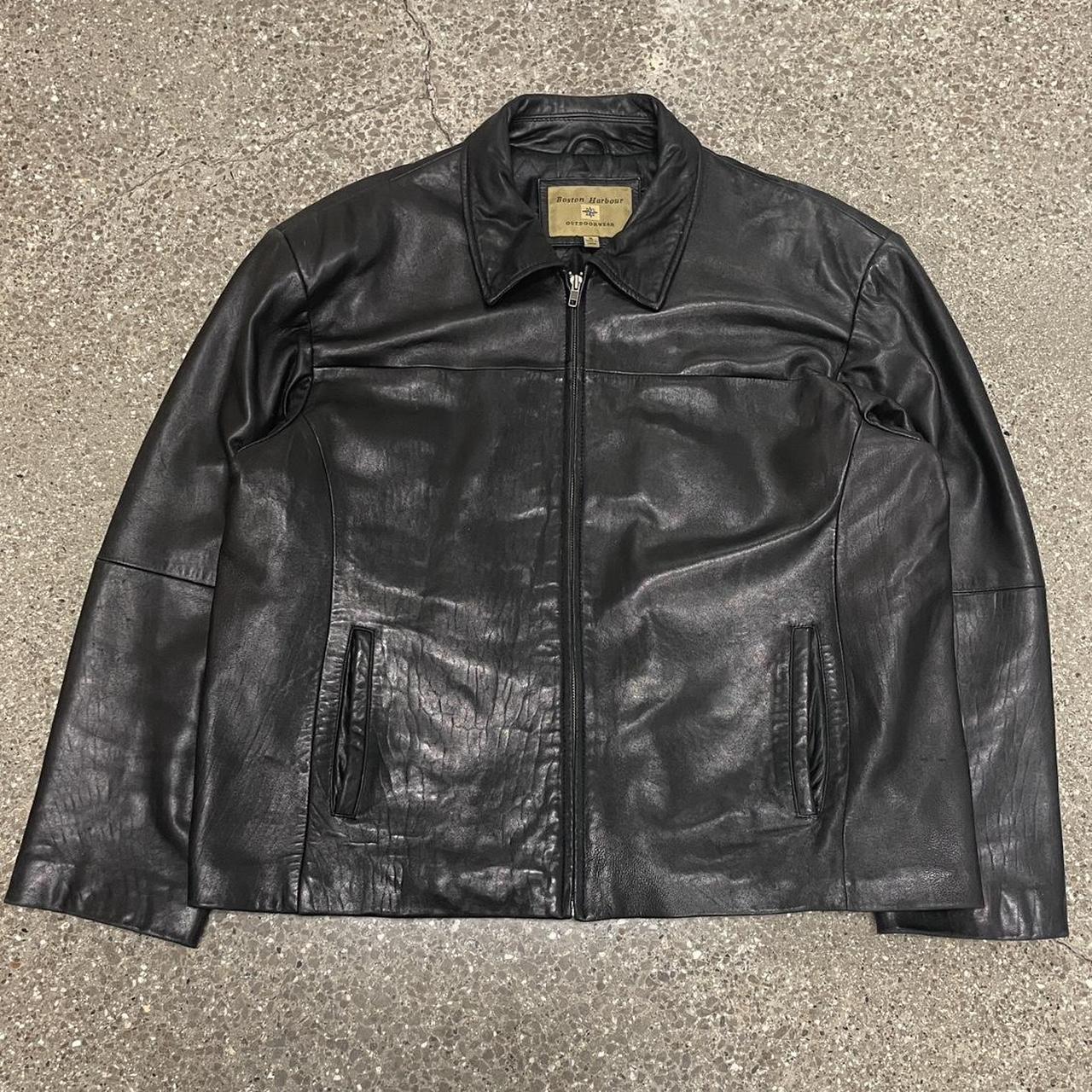 Vintage Boston Harbour Leather Jacket Size XL (see... - Depop