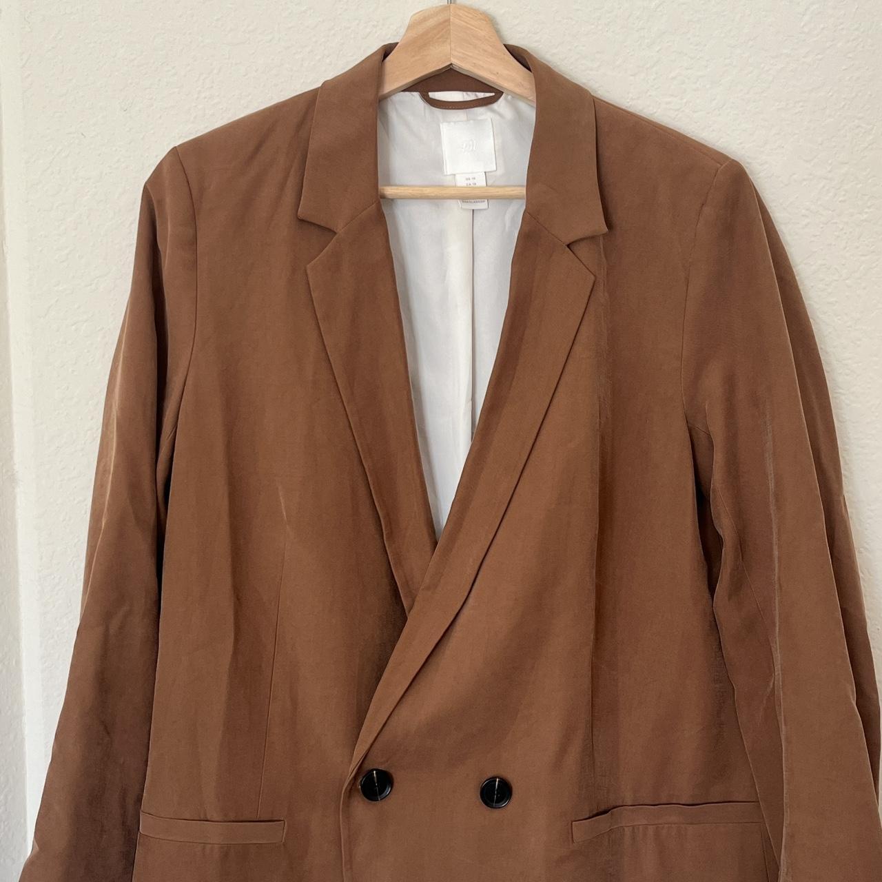 camel brown oversized blazer h m double. Depop