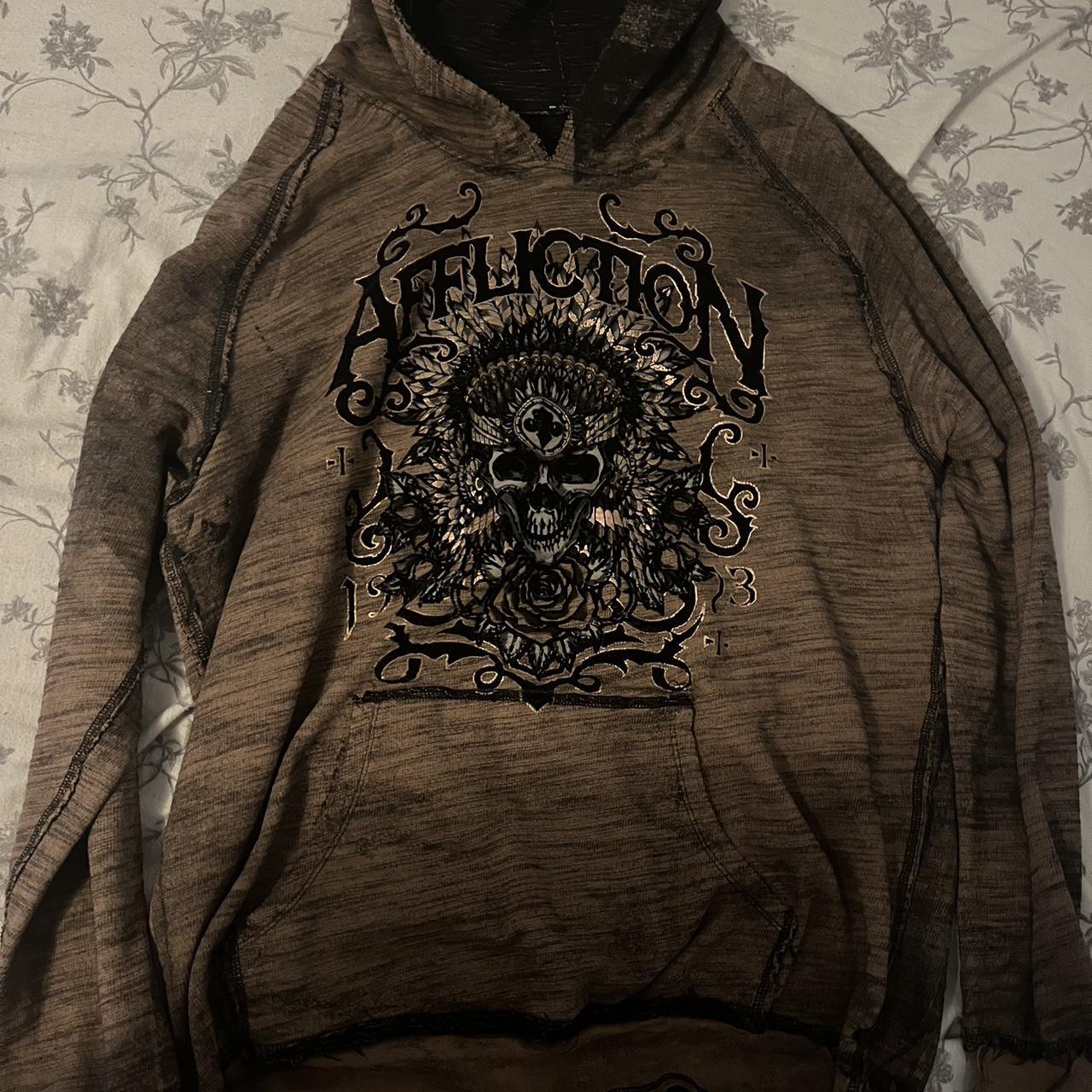 REVERSIBLE AFFLICTION HOODIE - Depop