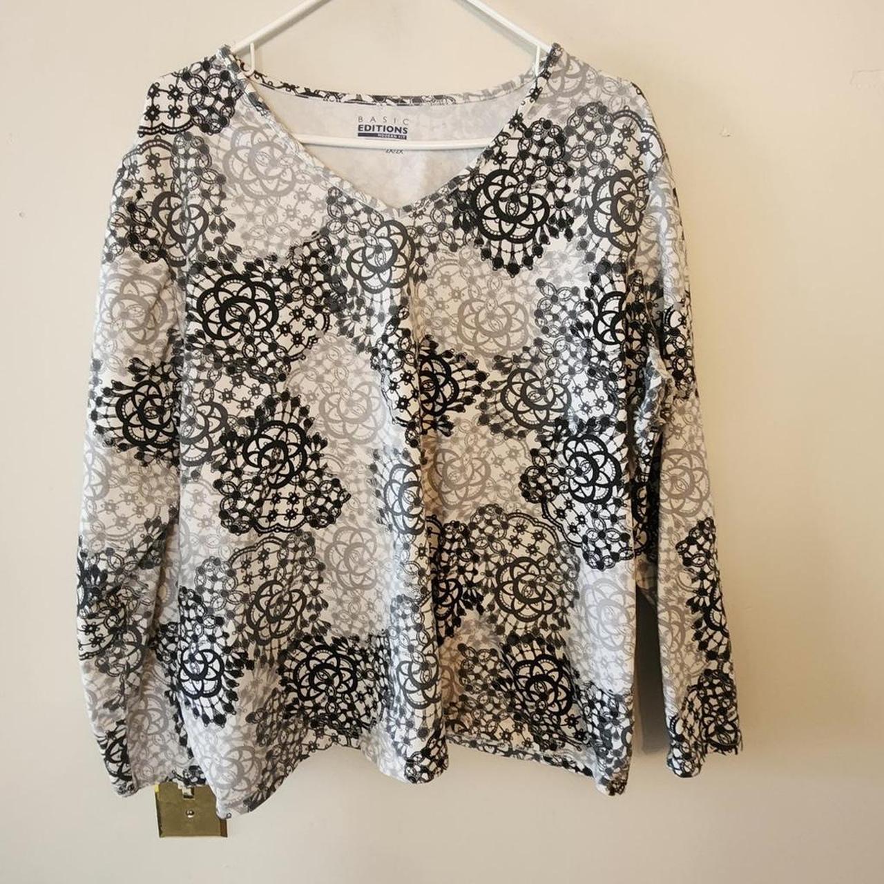 Basic Editions Women's Blouse - Multi/White - XXL… - image 1