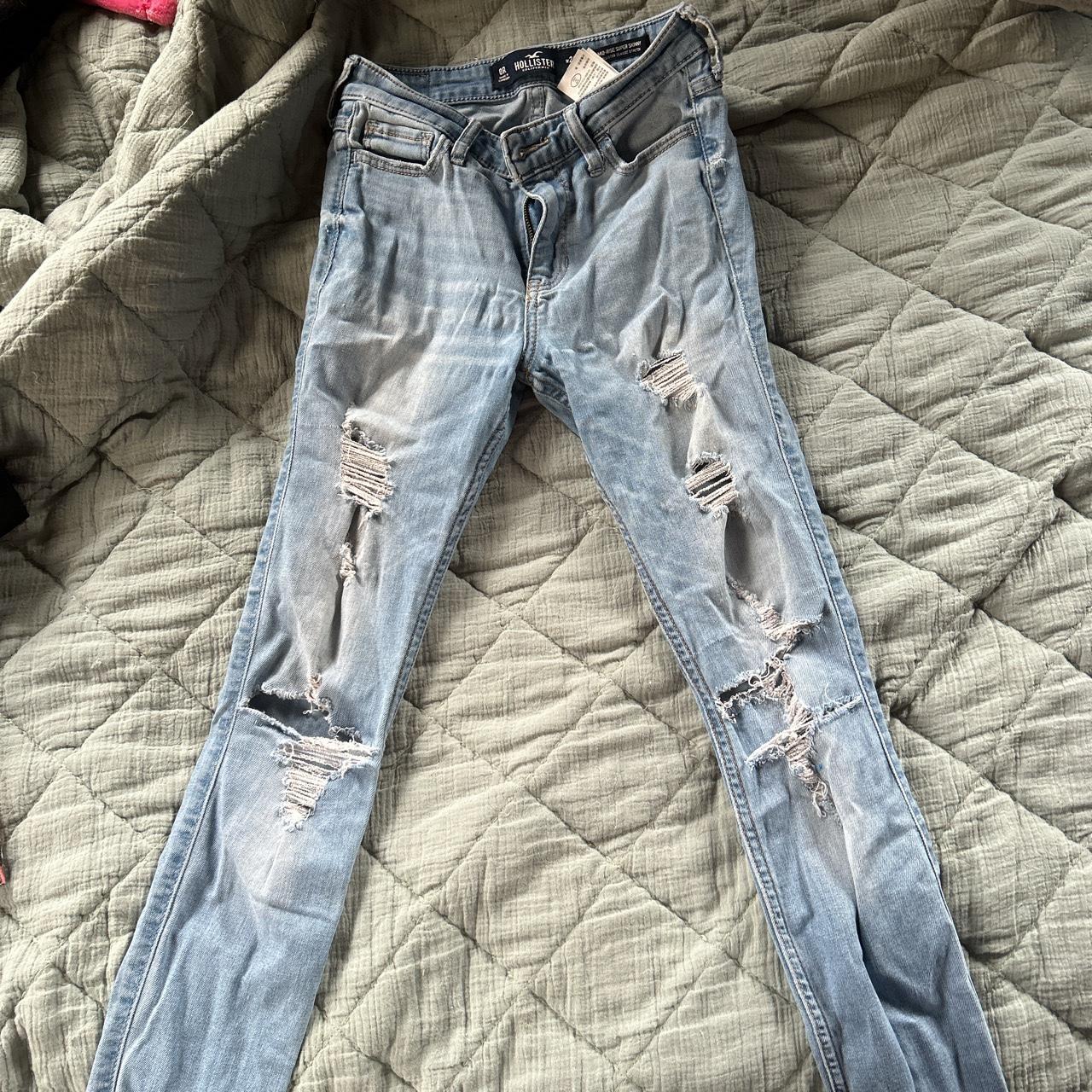 light wash hollister jeans size 0. Depop