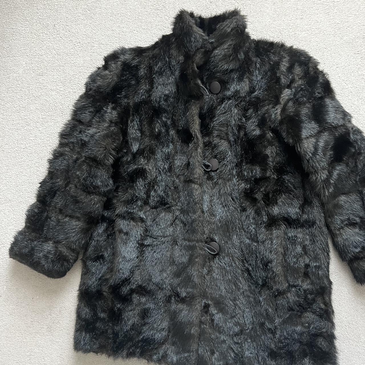 Black faux fur coat size L/XL No label Pit to pit... - Depop