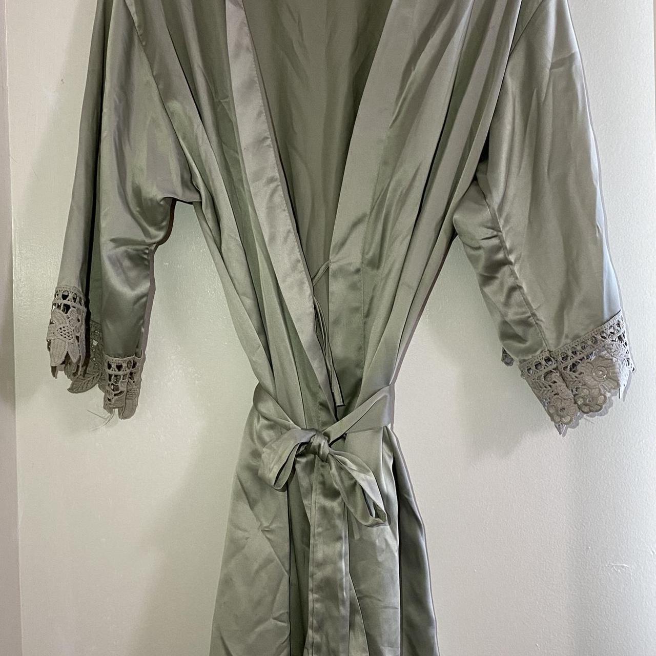 Light Green Silk Robe. Steaming it will make it look... - Depop