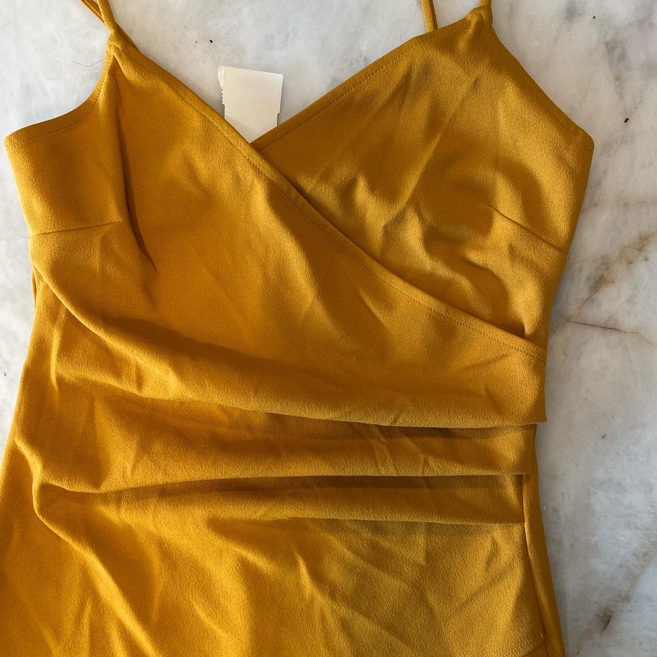 AKIRA Mustard Yellow Spaghetti Strap Midi Dress Depop