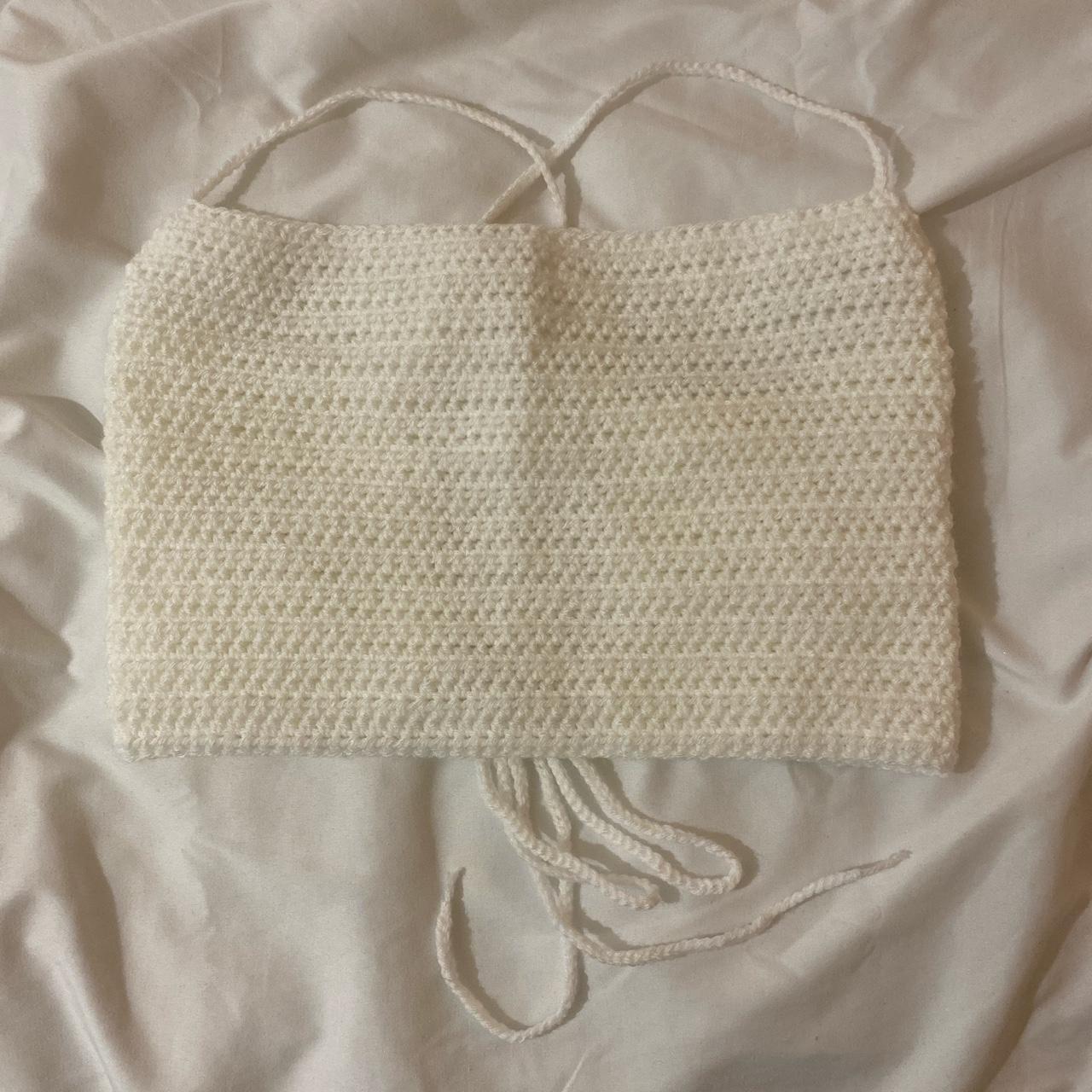 Crochet White Crop Top Crochet Depop