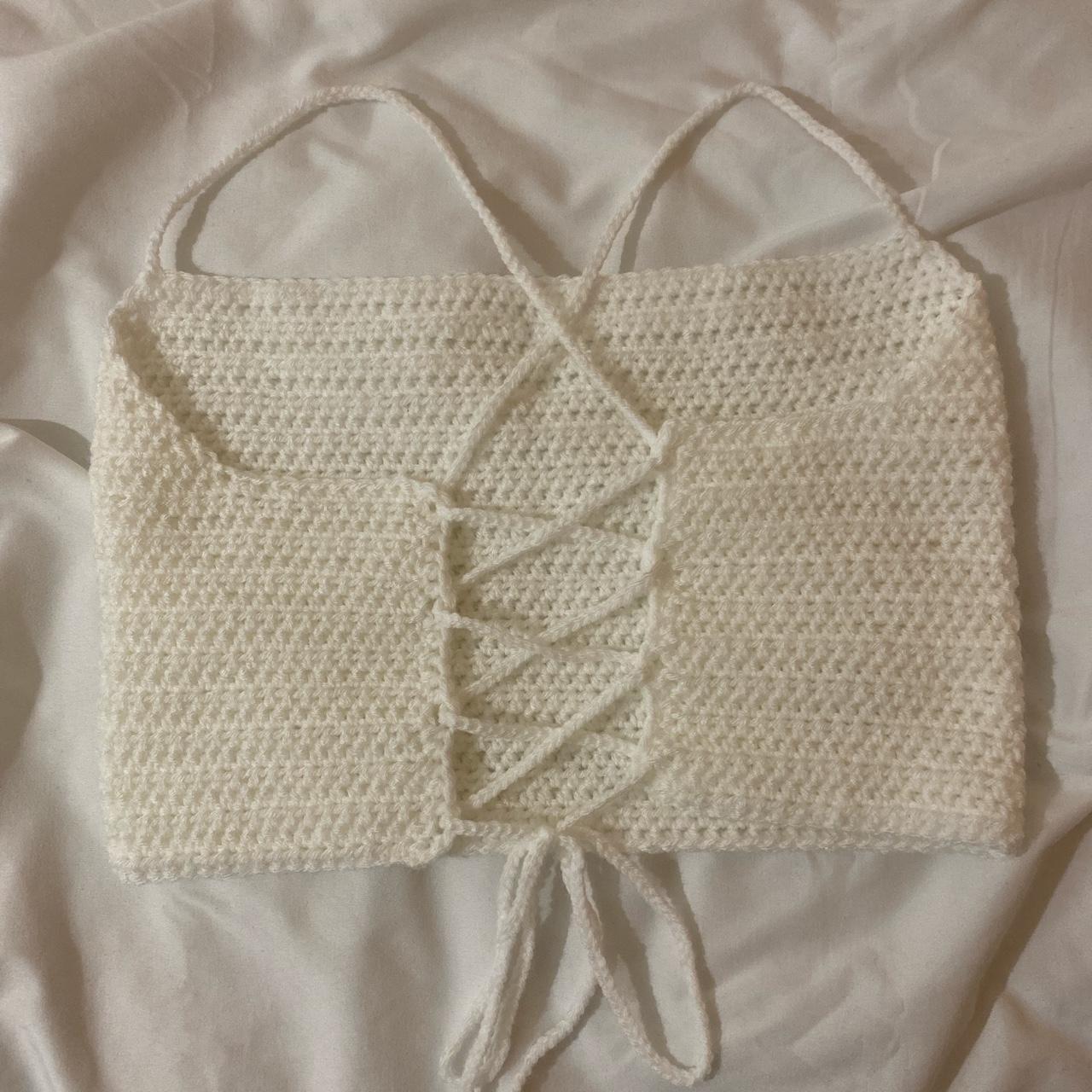 Crochet white crop top #crochet Depop