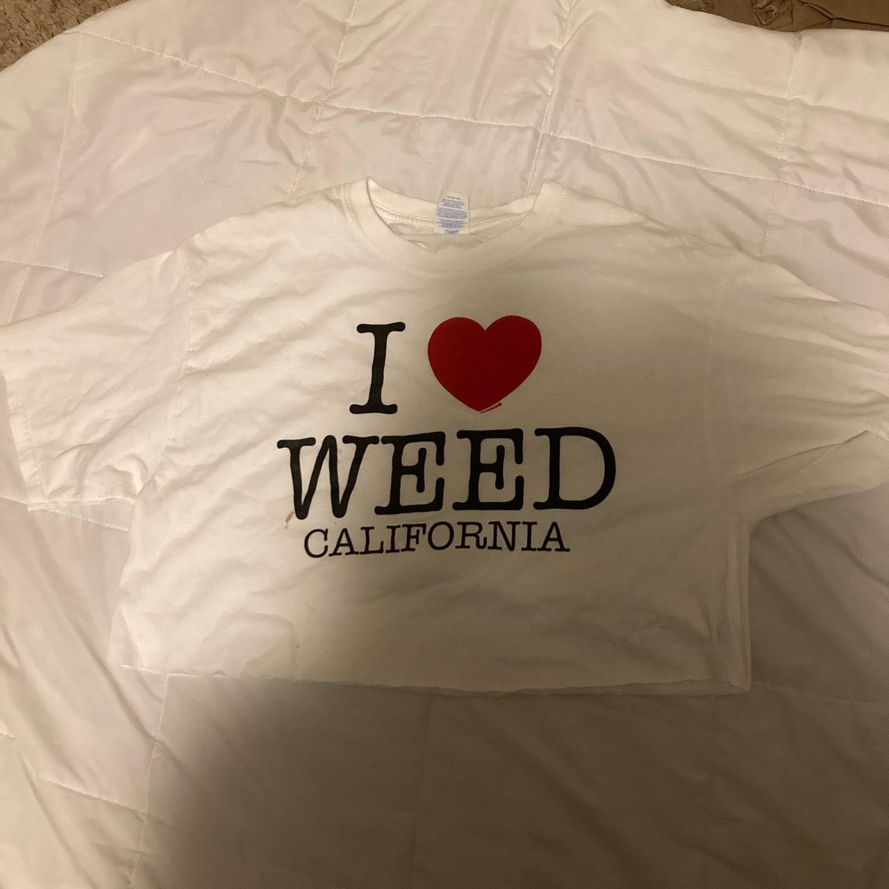 I ️ weed California large cropped t shirt - Depop