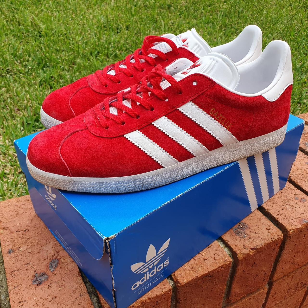 Mens red adidas top trainers