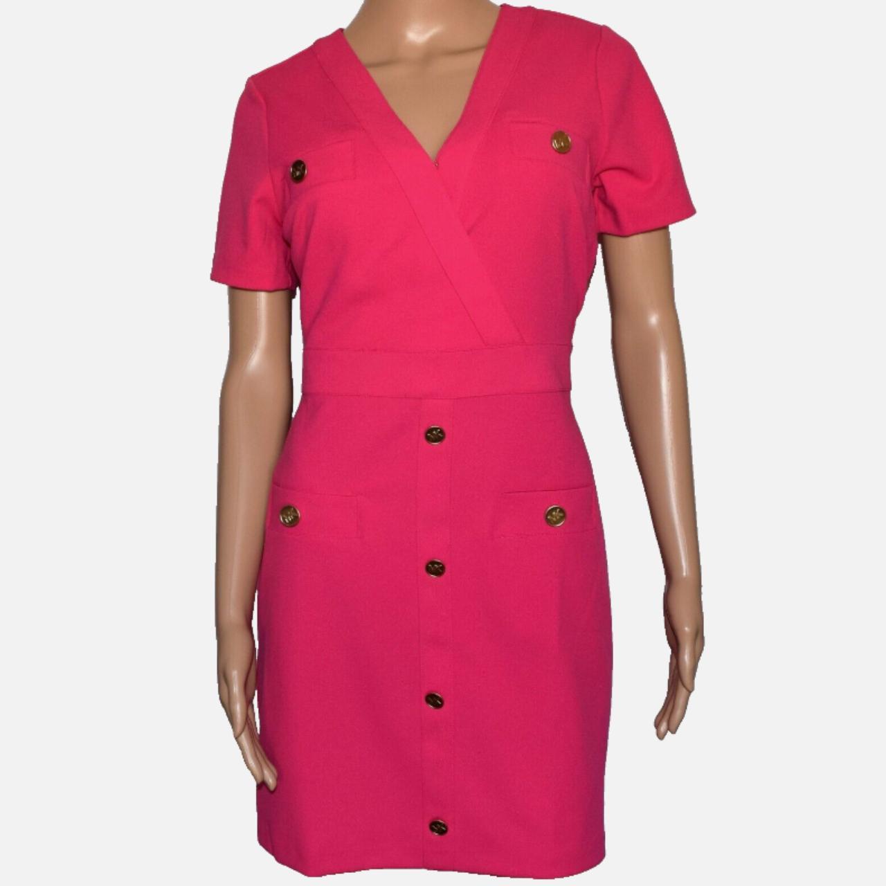 NEW MICHAEL KORS Electric Pink Short Sleeve V Neck