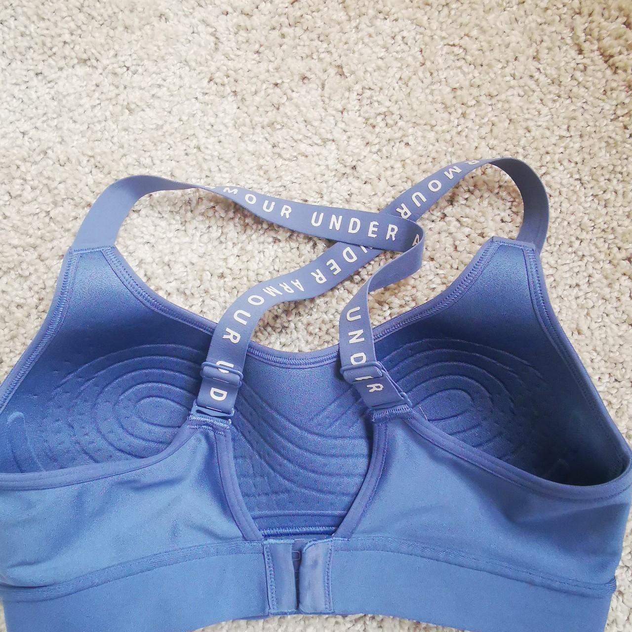 Under armour blue sports bra size M. Good condition - Depop