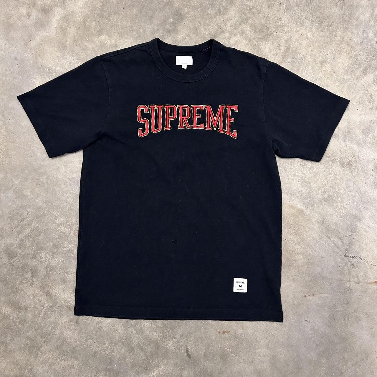 Supreme S S18 Dotted Arc Logo Embroidered Top Black. Depop