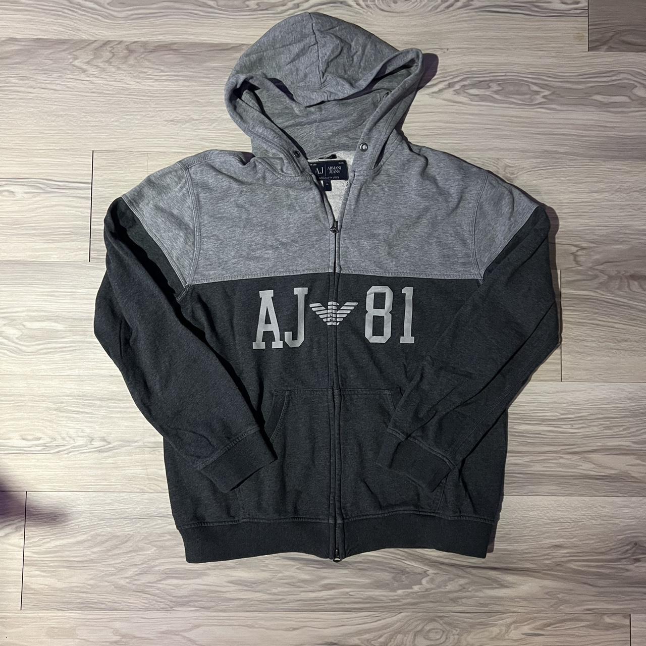 Armani Jeans 81 Zip Up Hoodie Jacket Grey Color Depop