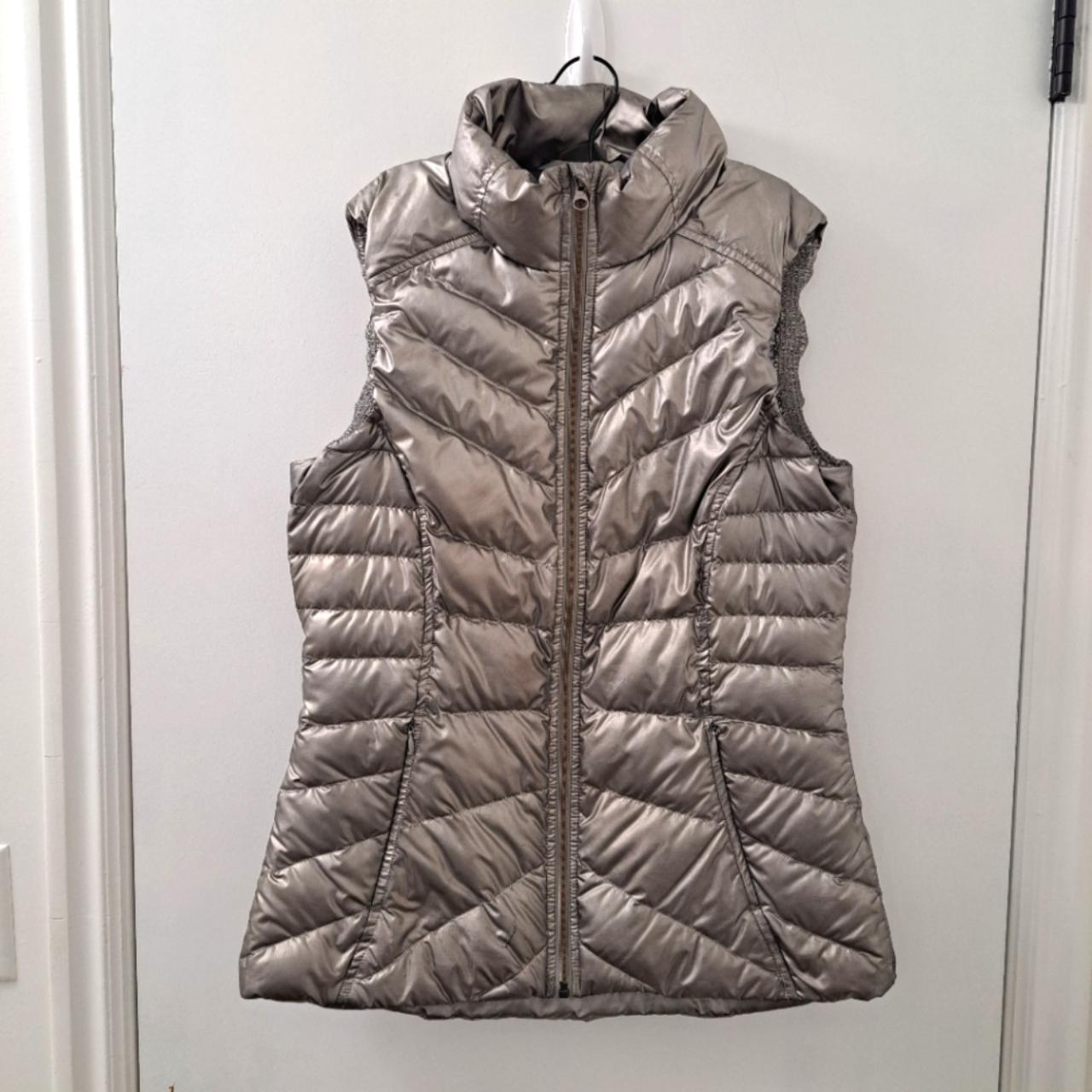 Athleta Silver Metallic Iridescent Shaping Goose... Depop