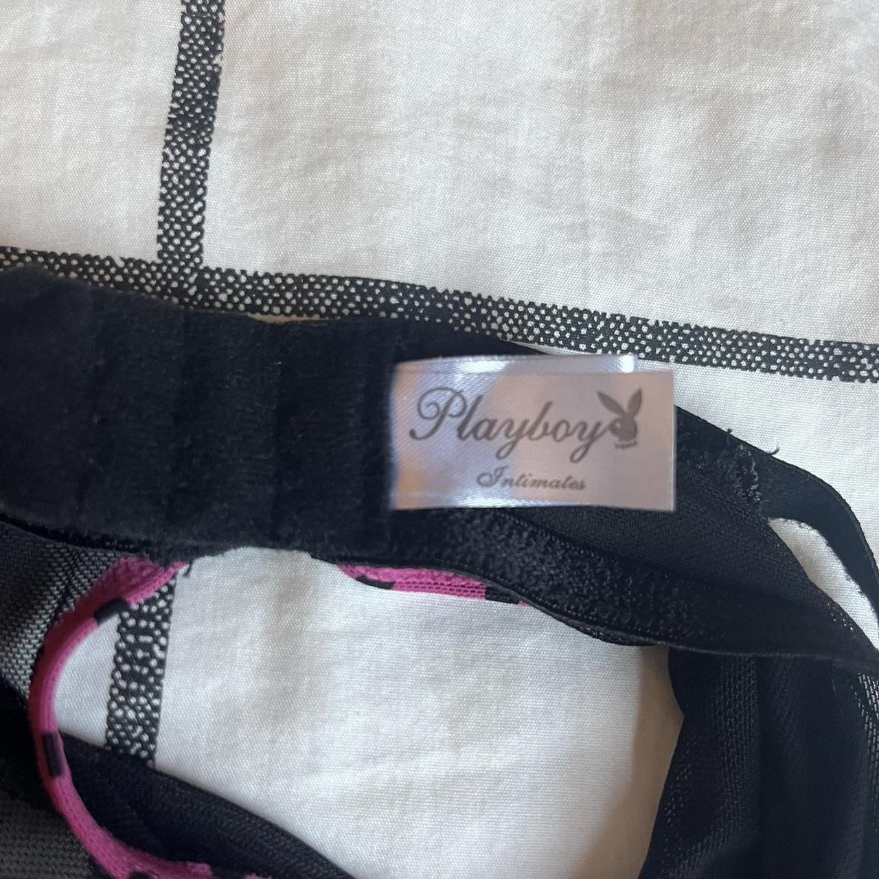 vintage pink and black polka dot playboy intimates... - Depop