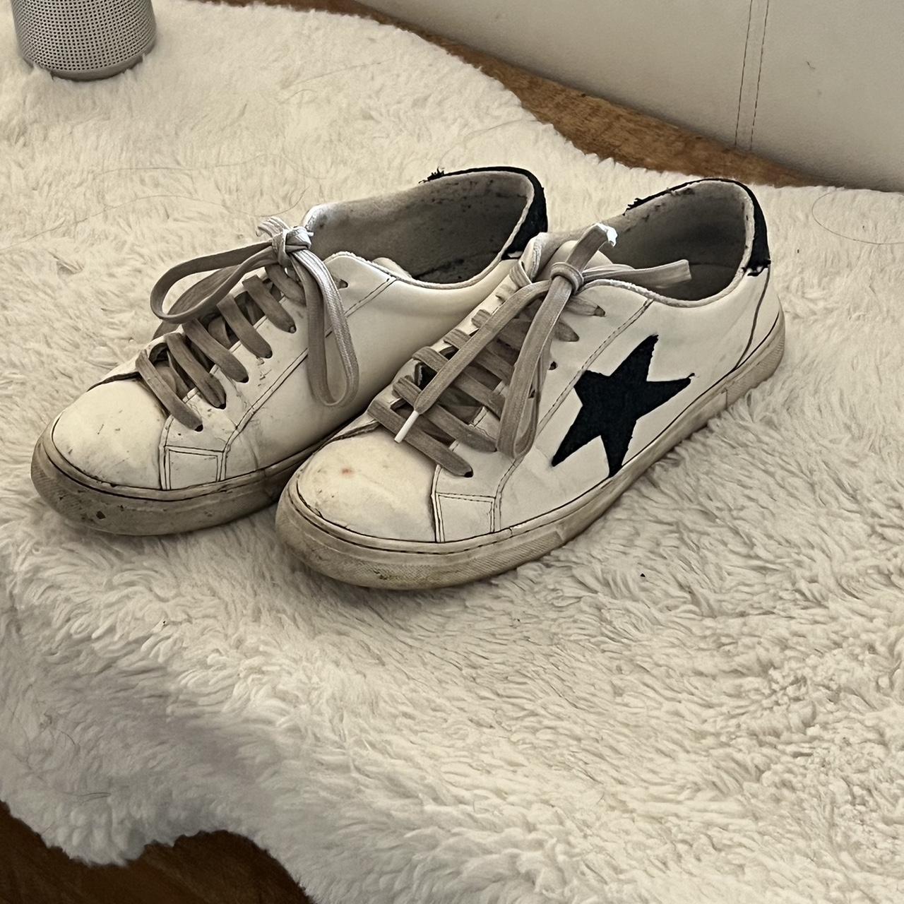 Golden Goose Women's Tan and White Trainers