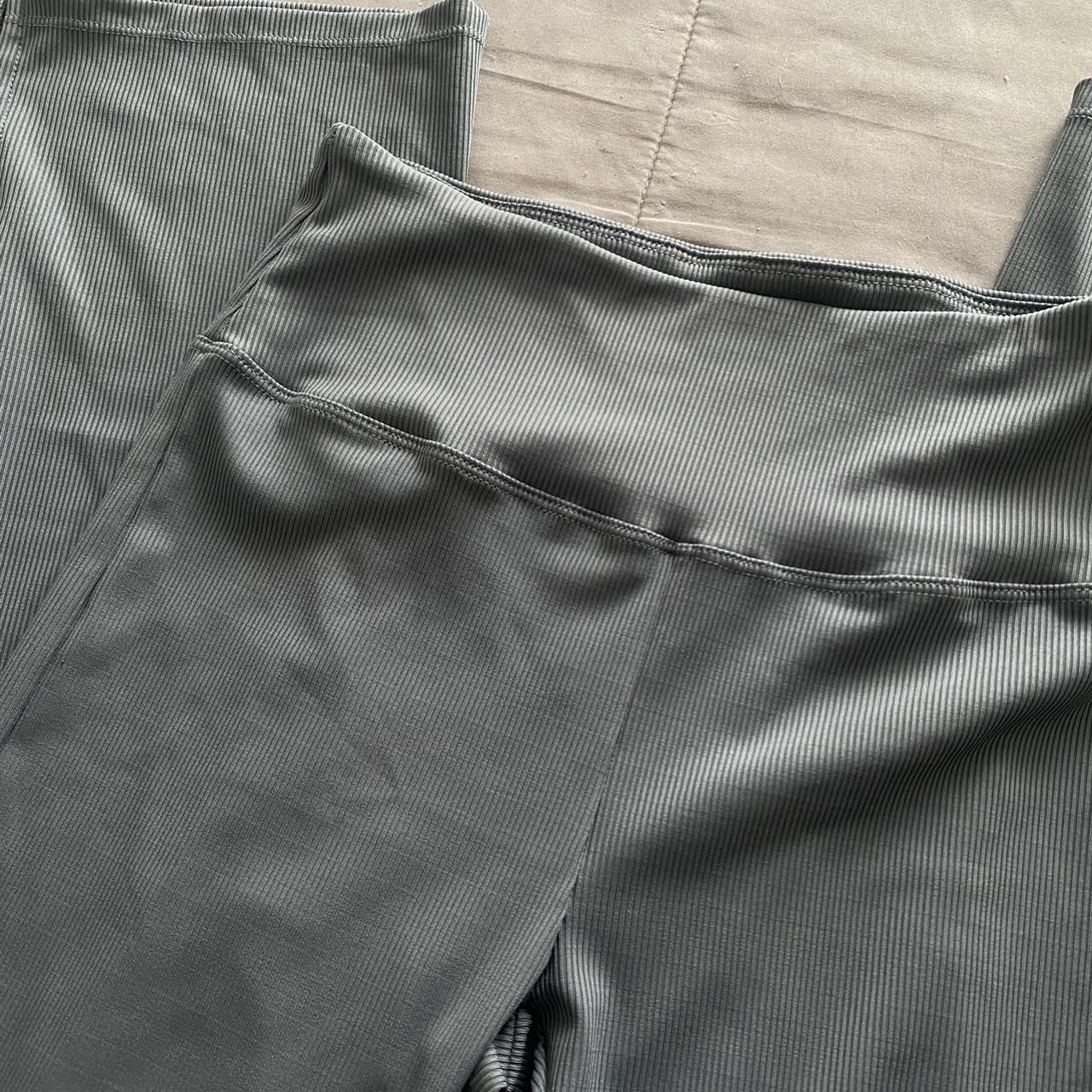 Ribbed blue grey leggings. Straight leg with slits... Depop