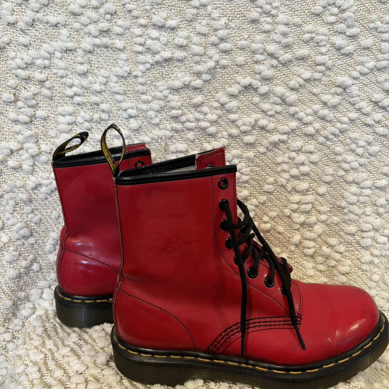 Red Doc Martens 1460 Leather Boots Us 6 Depop 8012