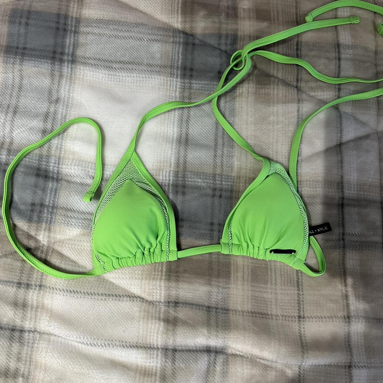 kendal and kylie neon green swim top size xs worn... - Depop