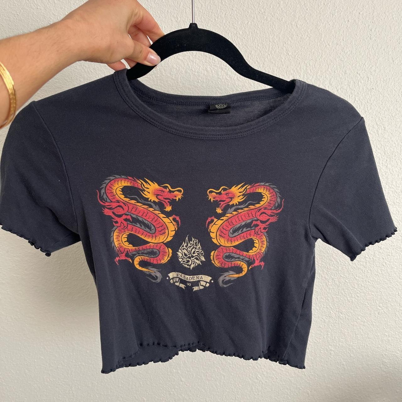 Cropped urban outfitters snake baby tee Size med... - Depop