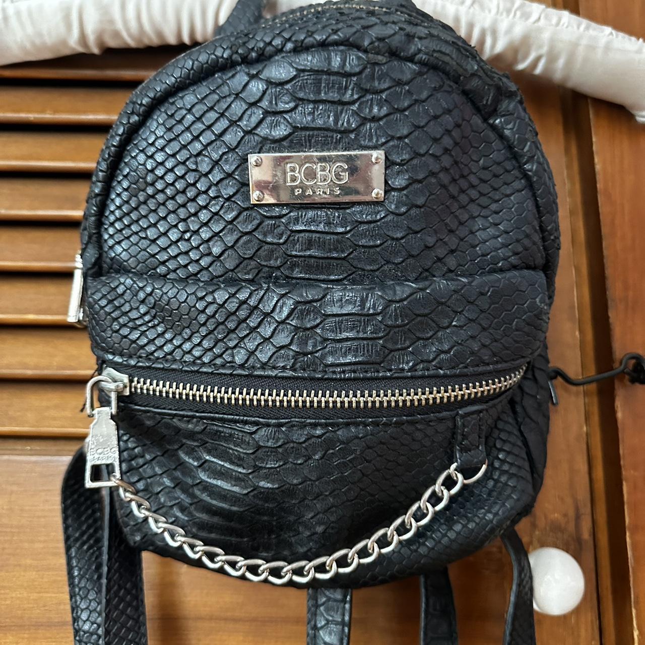 BCBG mini backpack with silver hardware bcbg y2k. Depop