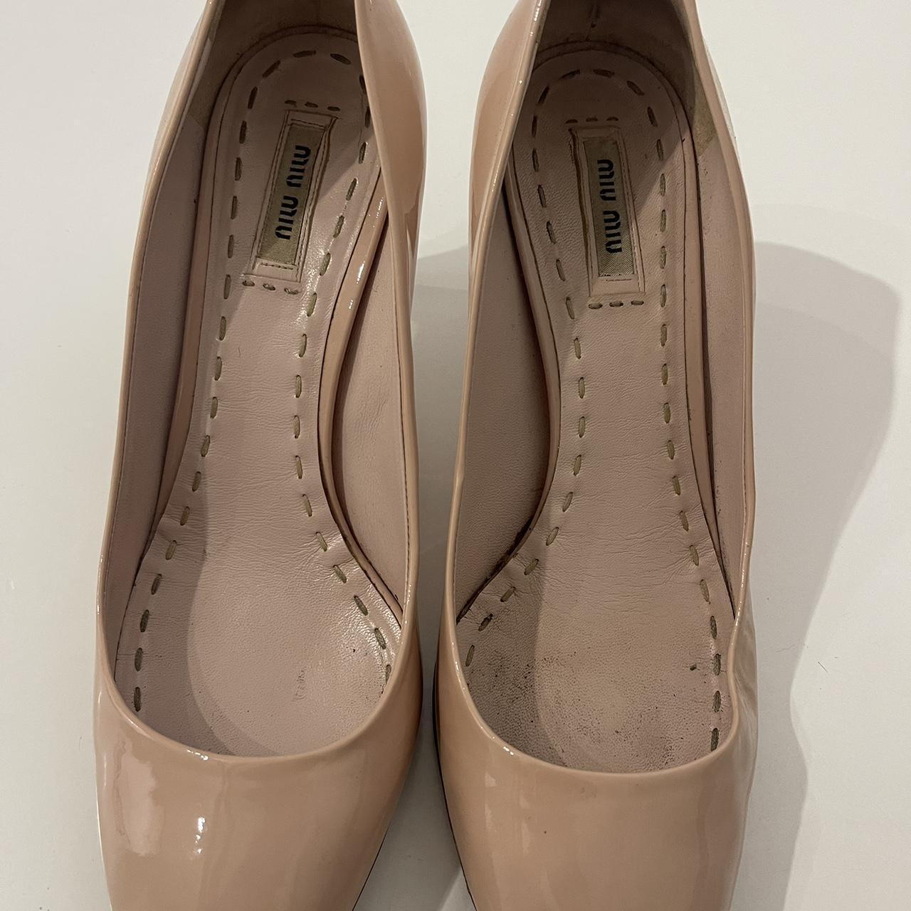 Miu Miu vintage pink beige glossy patent leather... - Depop