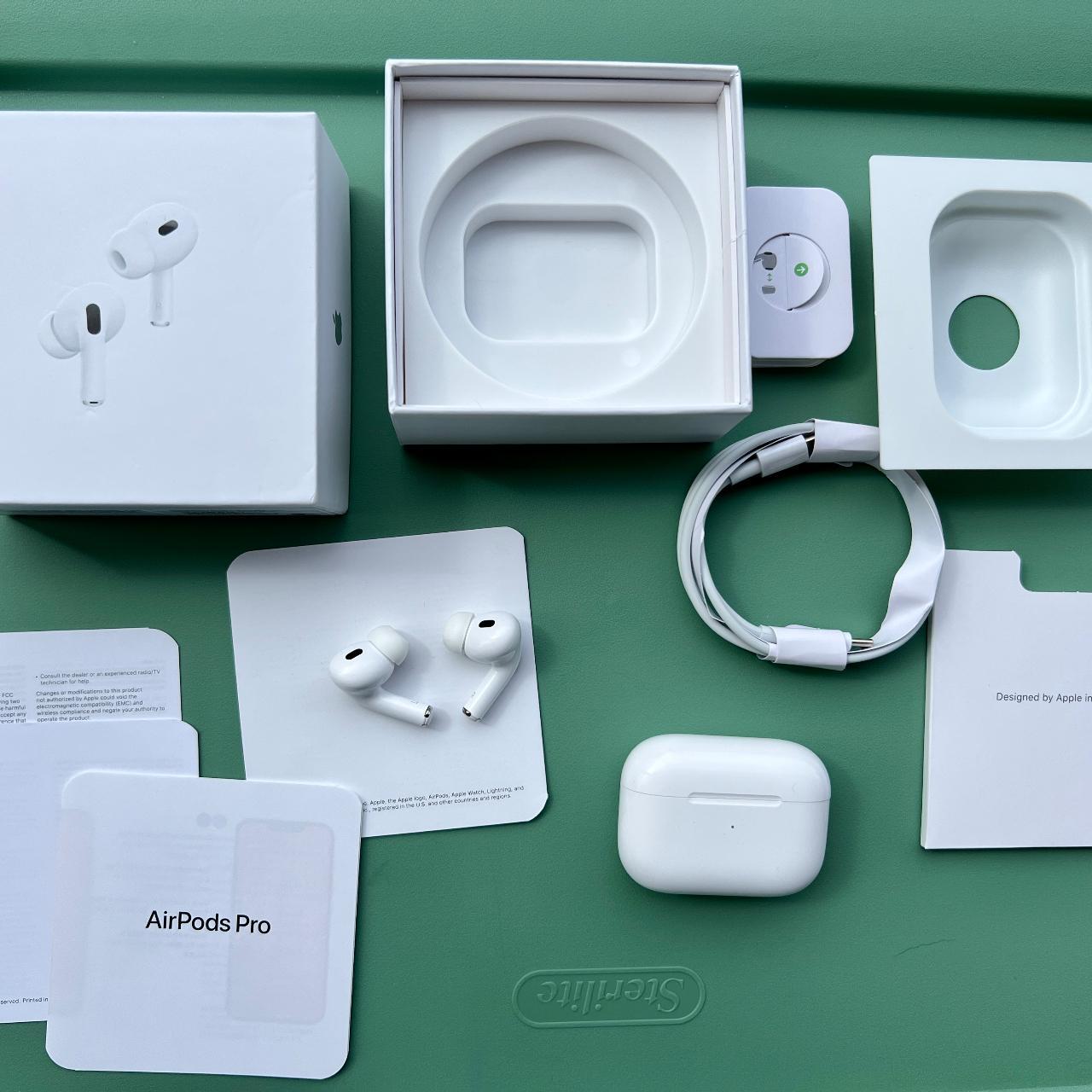 airpod pros 2, opened box to show everything. Serial... - Depop