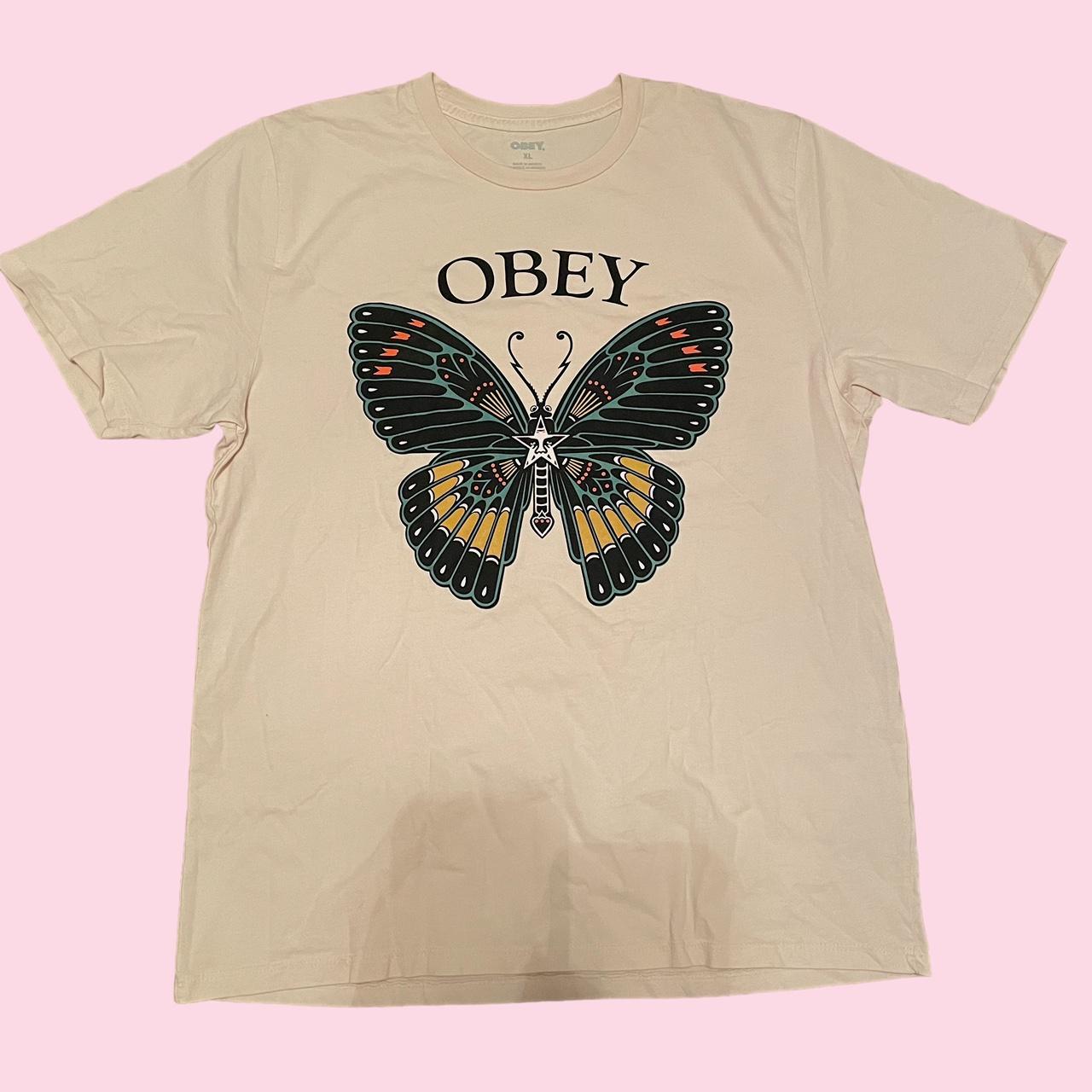 Obey Women's Cream T-shirt | Depop