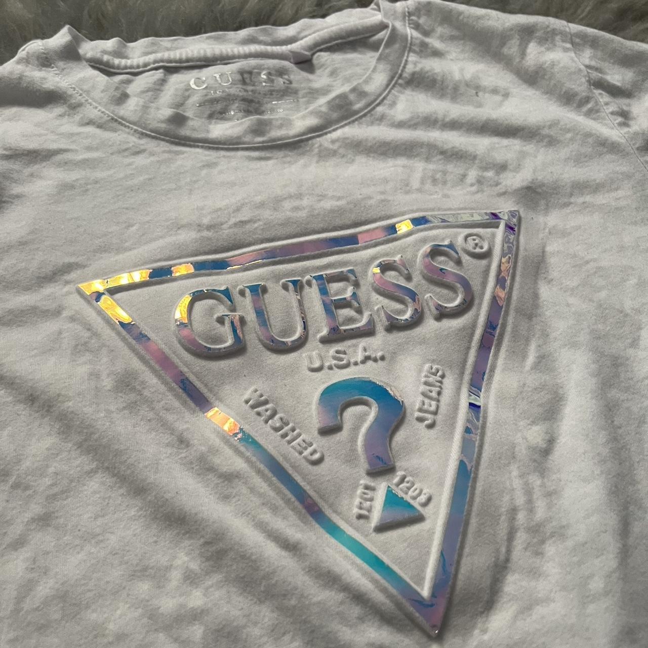 Guess holographic t shirt y2k