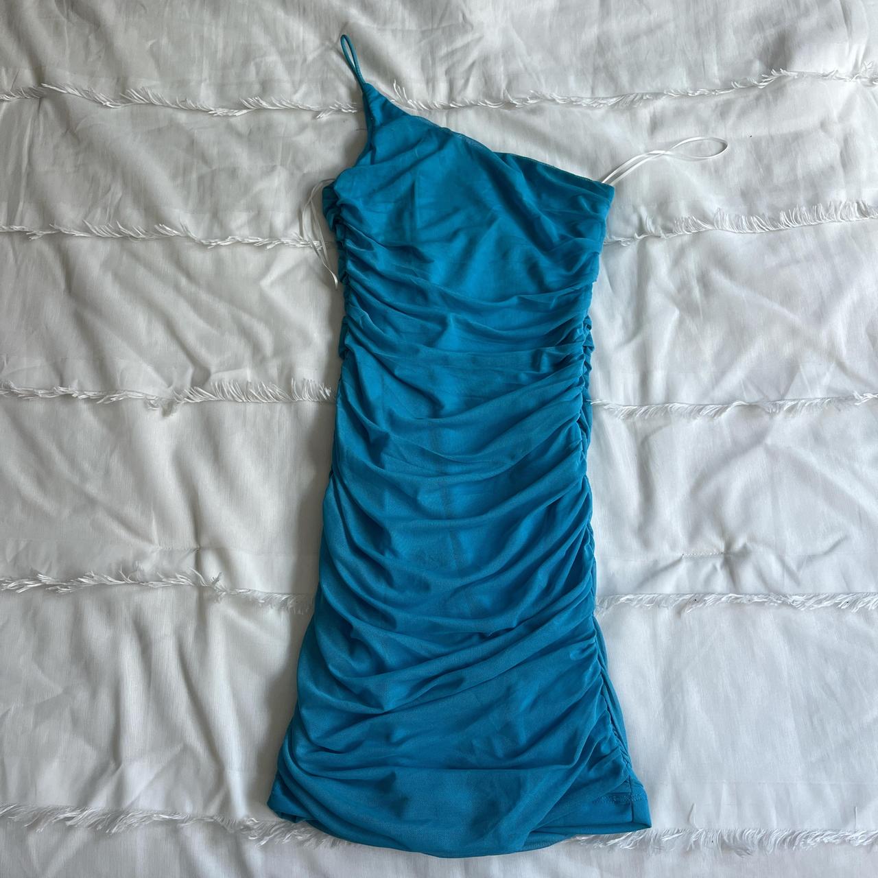 Princess Polly one shoulder dress Size: 2 Bright blue - Depop