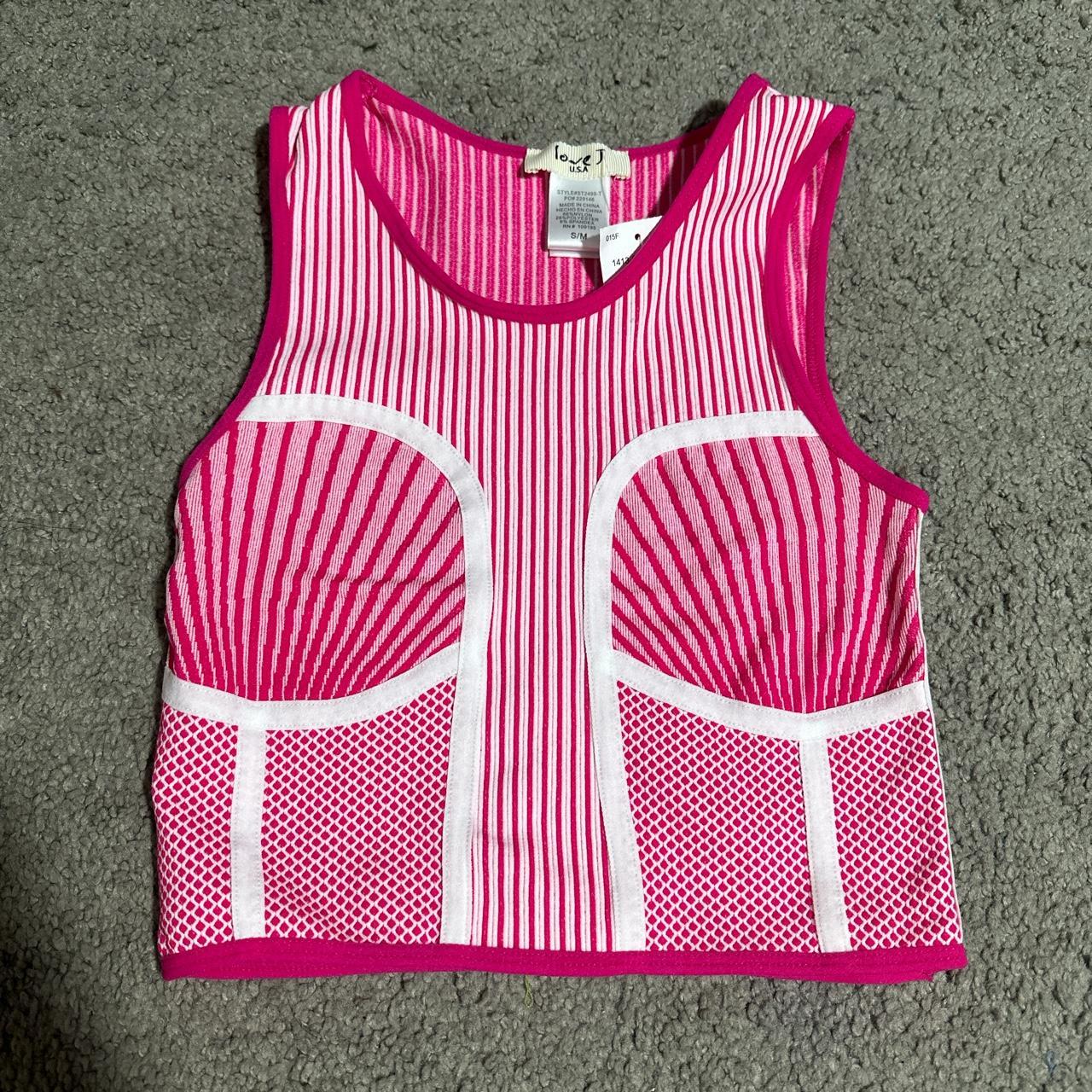 pink and white nike crop top