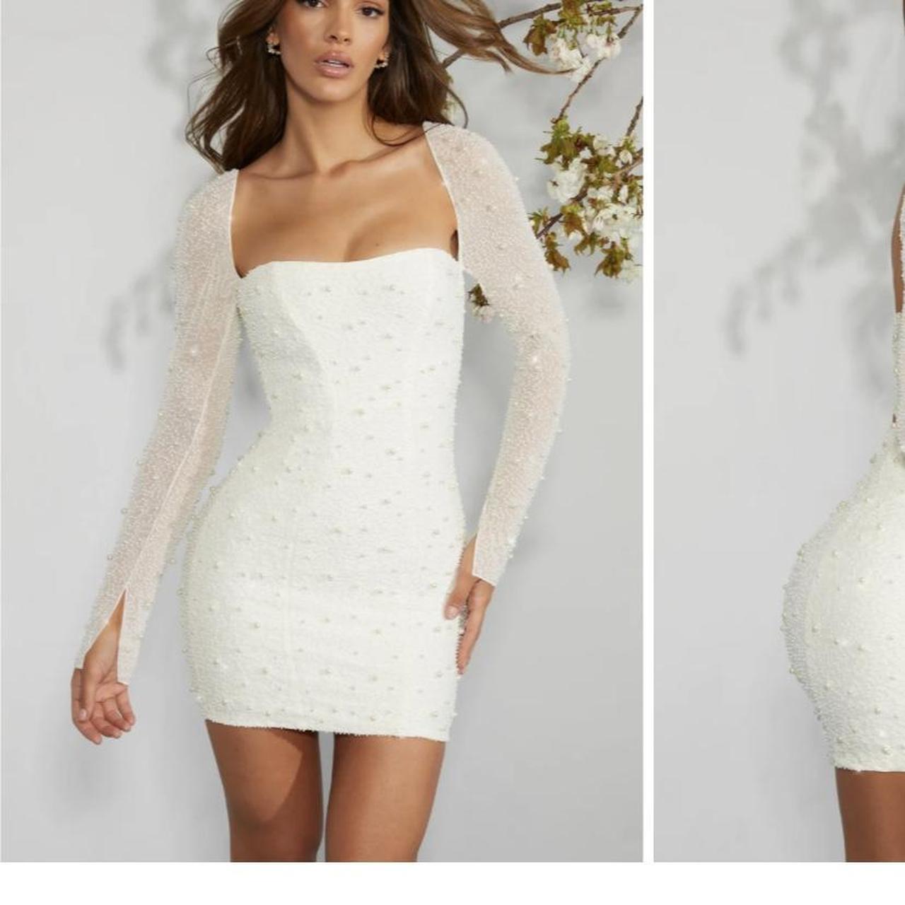 Milan Long Sleeve Embellished Corset Mini Dress in Black