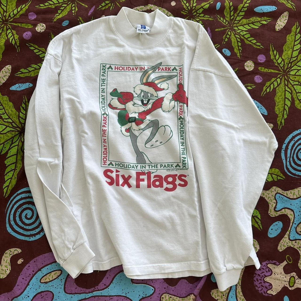 Vintage 1995 Six Flags turtle/crewneck super... - Depop