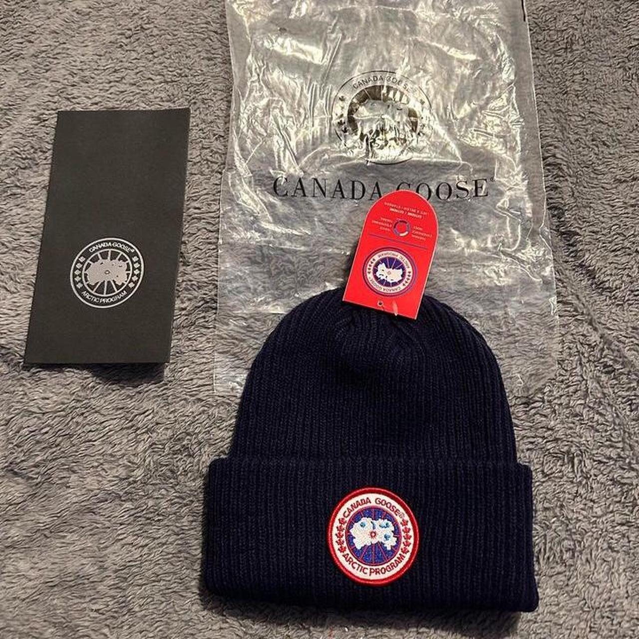 Navy blue Canada goose beanie Worn very little... - Depop